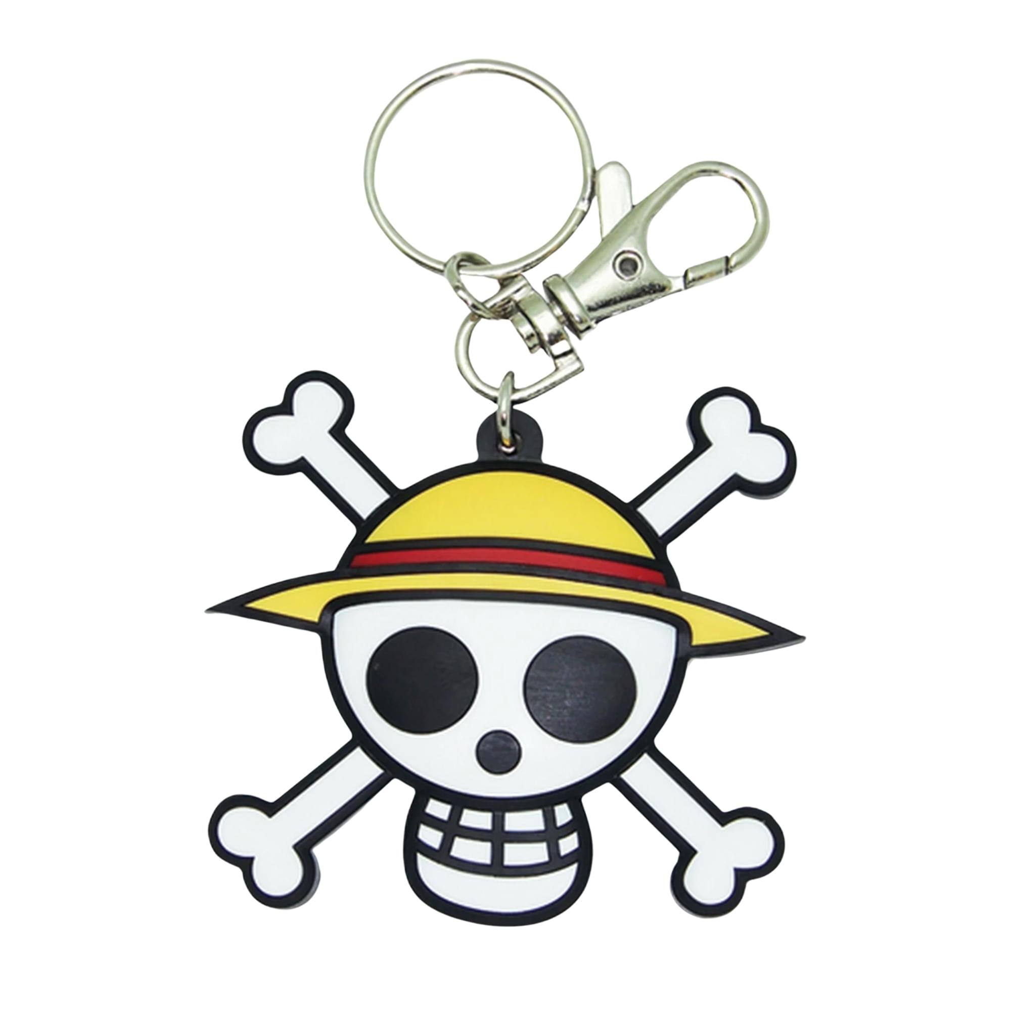 Front. Great Eastern - One Piece Straw Hat Pirates Skull PVC Keychain - Yellow.