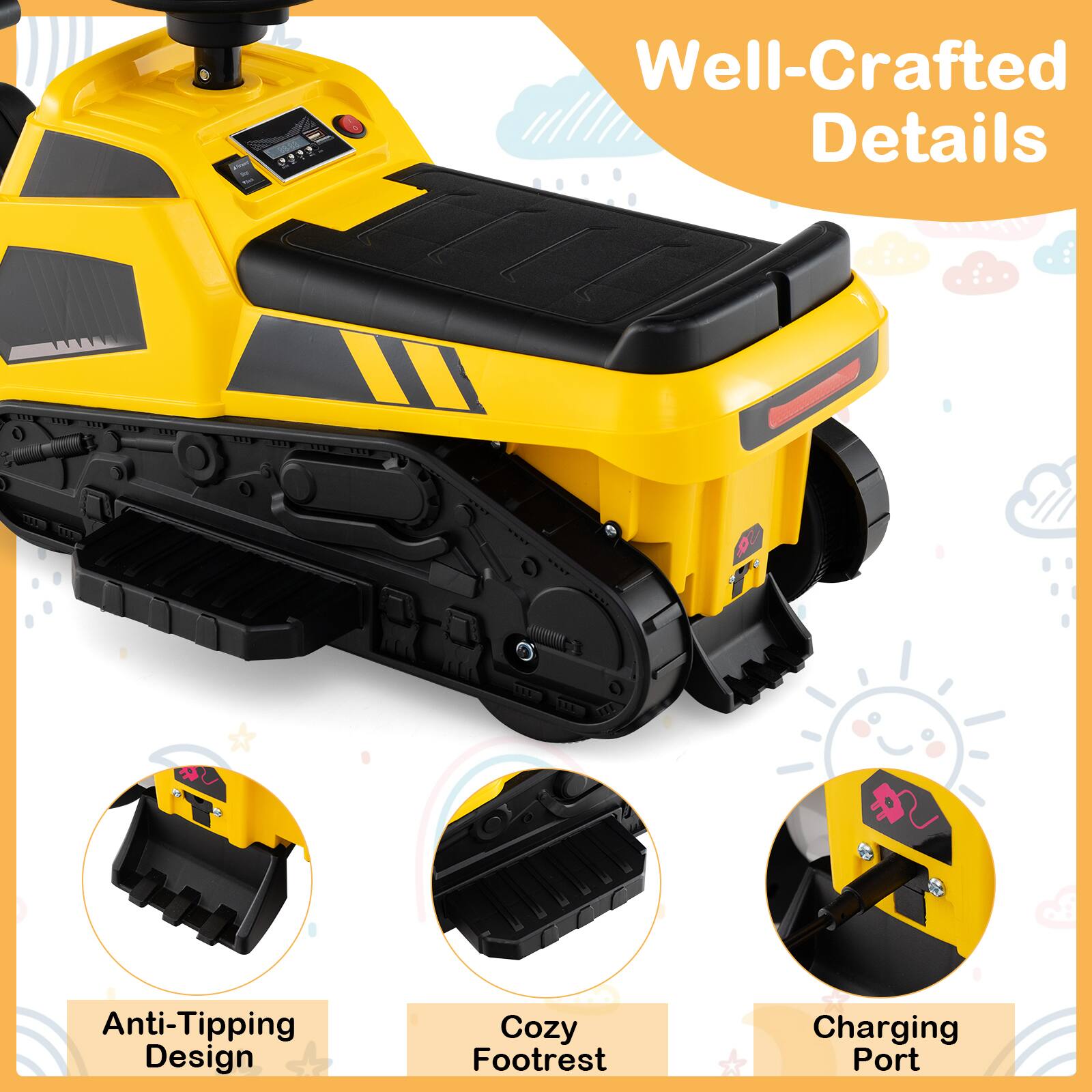 Well-Crafted Details

- Anti-Tipping Design
- Cozy Footrest
- Charging Port