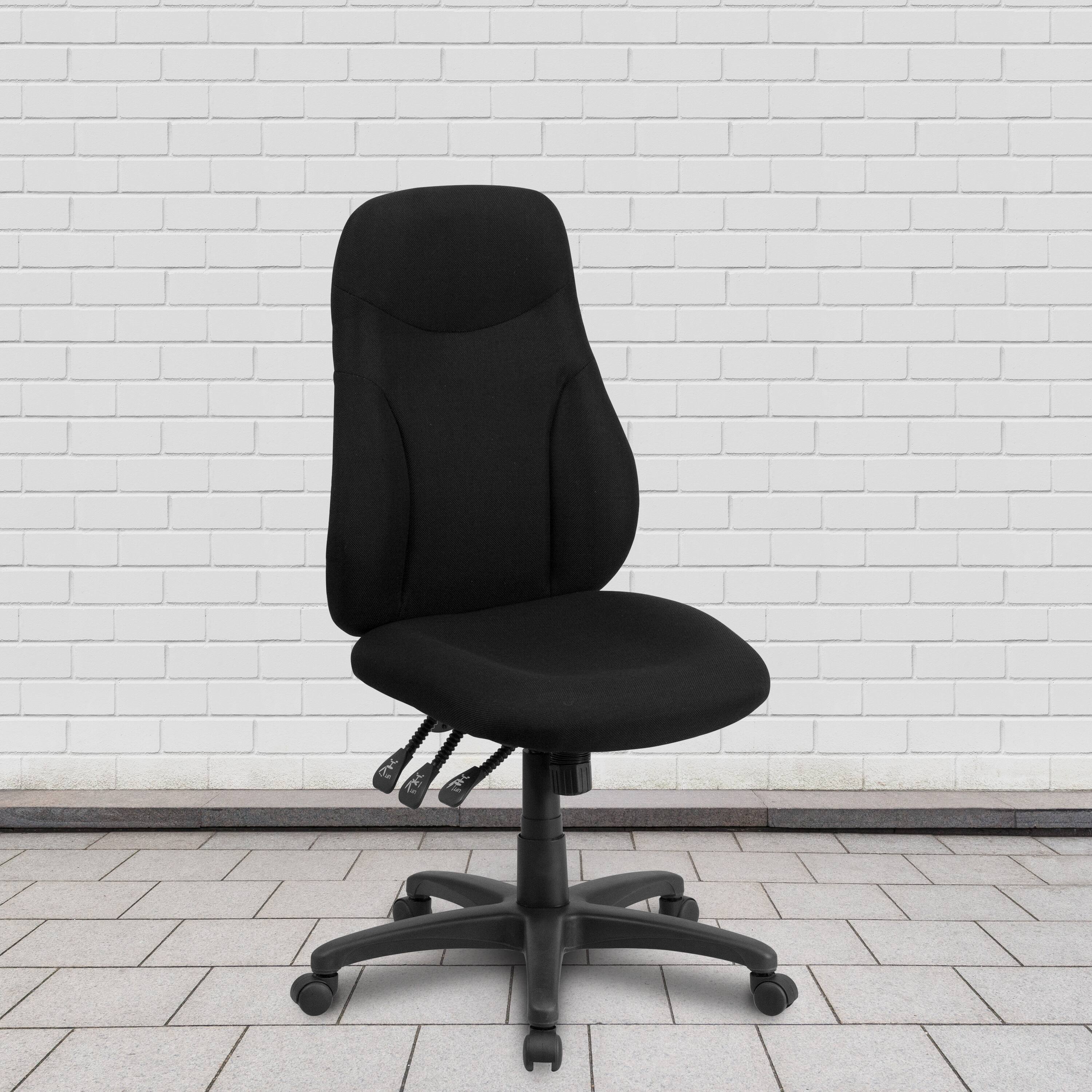 Alt View 1. Emma + Oliver - High Back Fabric Multifunction Swivel Ergonomic Task Office Chair - Black.