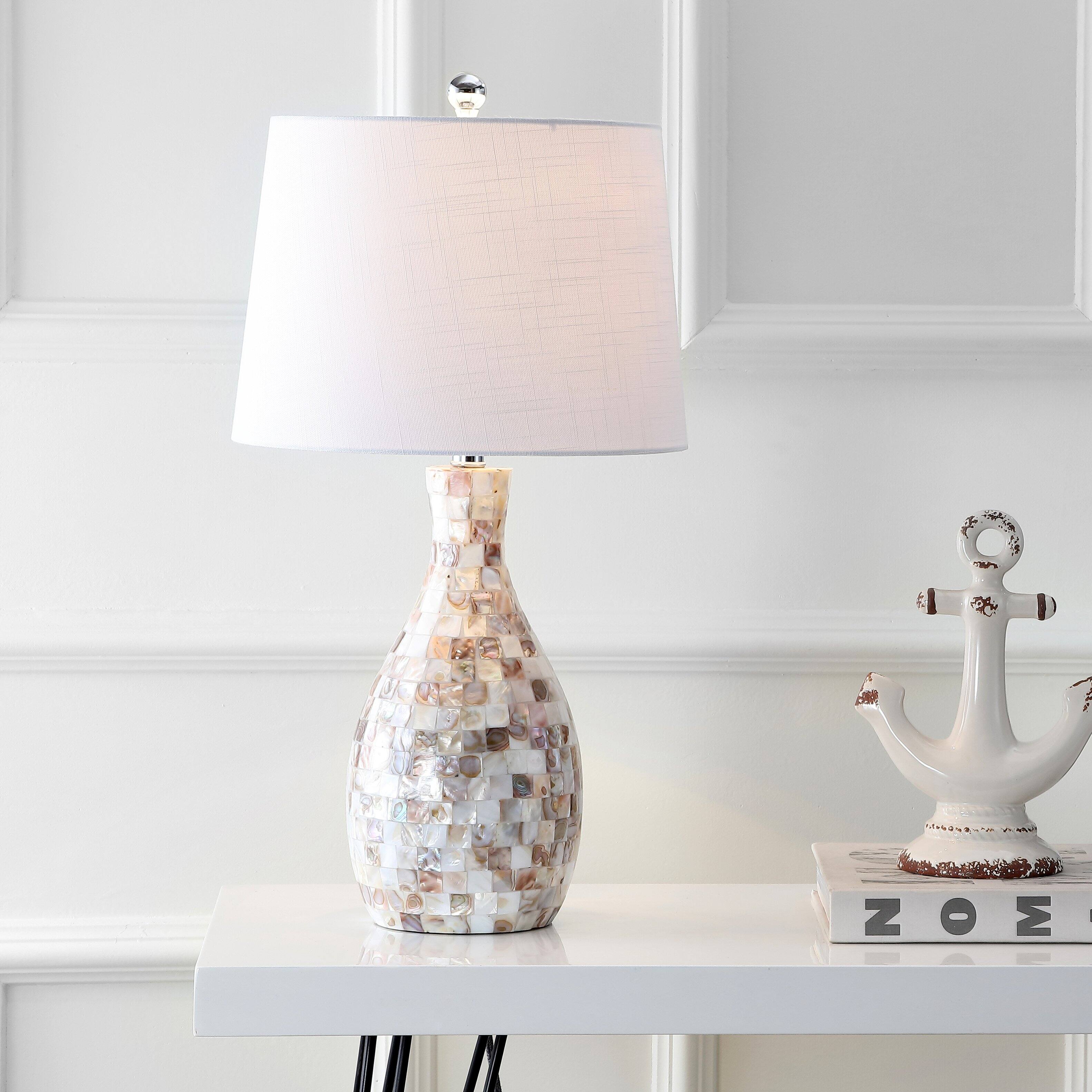 Alt View 1. Jonathan Y - Verna 26.5" Seashell LED Table Lamp, Ivory/Beige - Ivory/Beige.