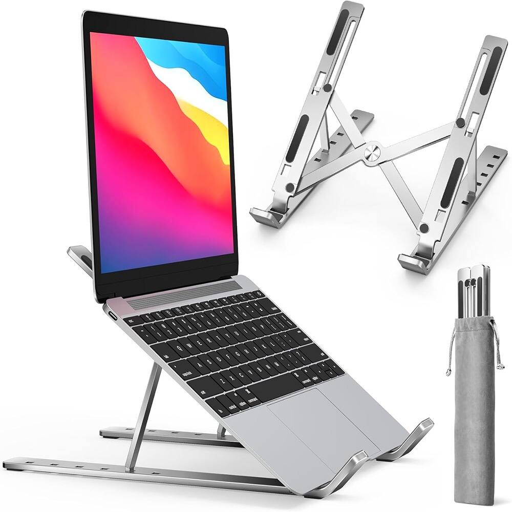 Front. ACJPR - Adjustable Laptop Stand, 6-Angle Aluminum Ergonomic Riser, Silver - A-Silver.