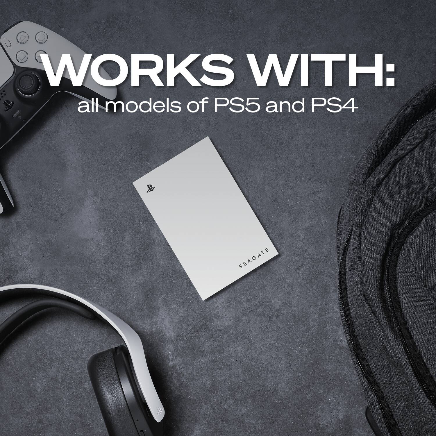 WORKS WITH:  
all models of PS5 and PS4 & SEAGATE