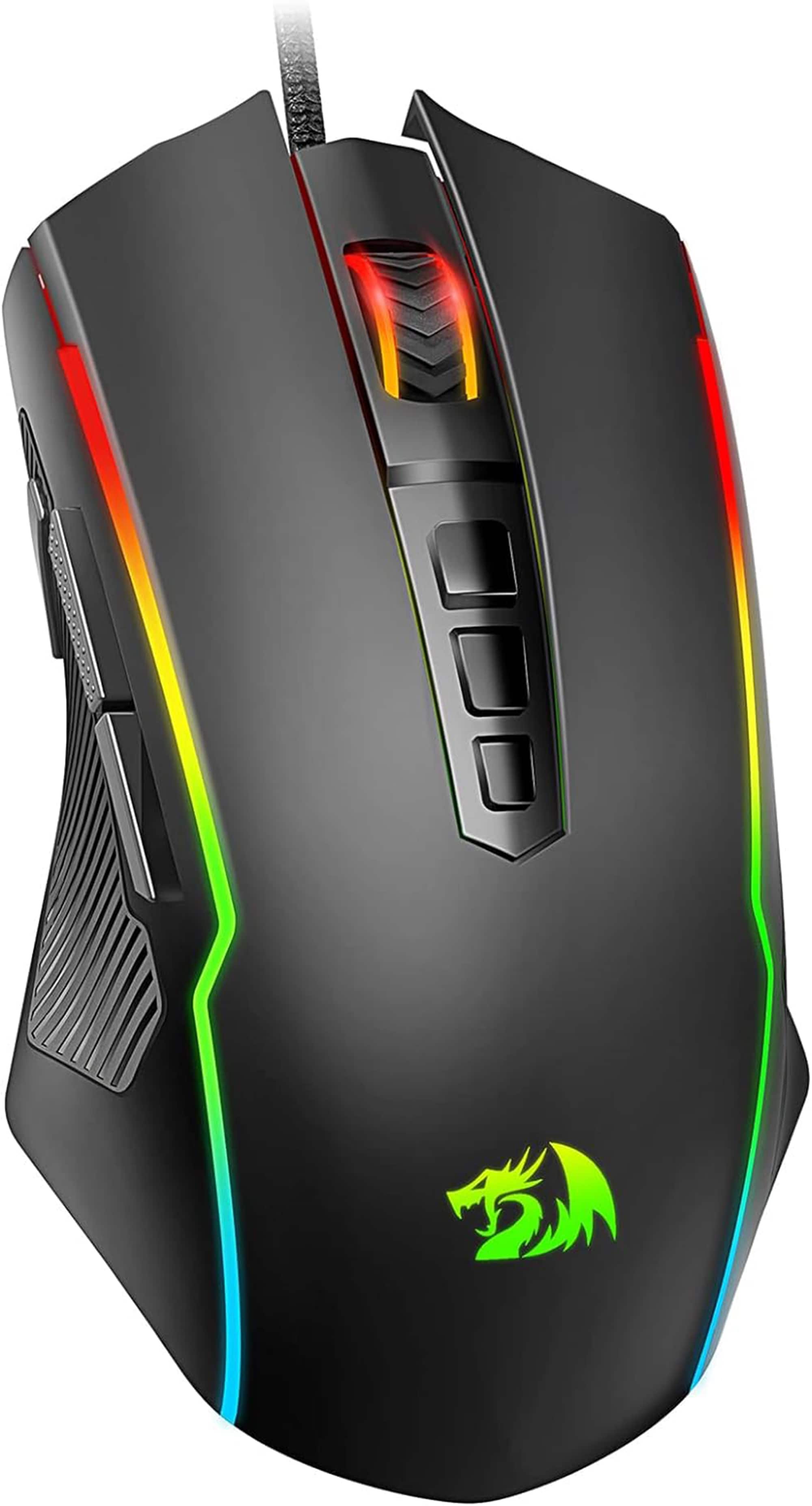Front. REDRAGON - M910-K Wired Gaming Mouse, 8000 DPI Optical Sensor, RGB, 9 Programmable Macro Buttons, Fire Button for PC/Mac/Laptop - Black.