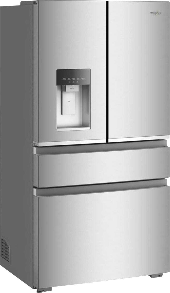 Angle. Whirlpool - 36 in. Wide 22 cu. ft. 4-Door French Door Counter-Depth Refrigerator - Fingerprint-Resistant Stainless Finish.