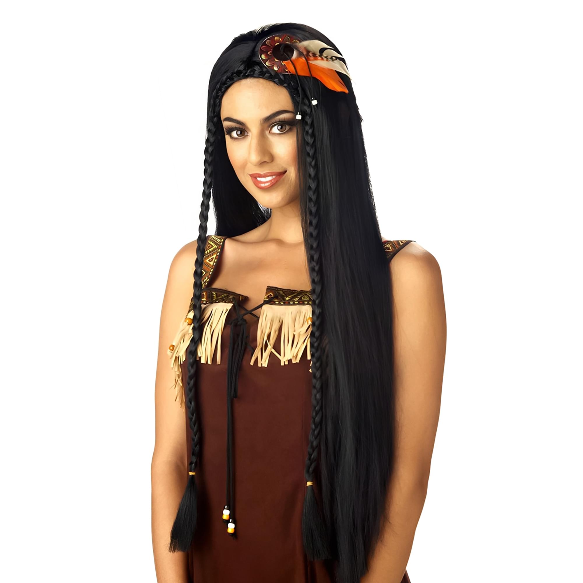 Front. California Costumes - Adult Sexy Indian Princess Wig - Black.
