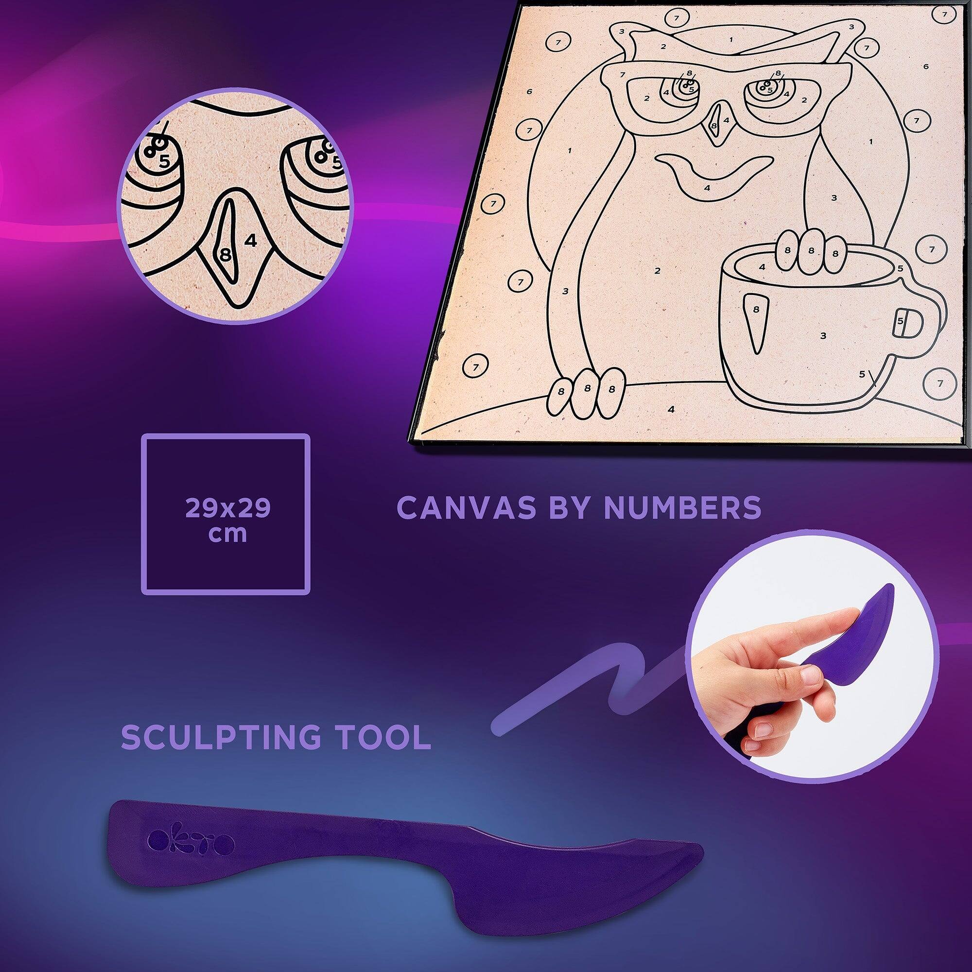 d 5 o 5 7 8 4 29x29 cm CANVAS BY NUMBERS SCULPTING TOOL obro