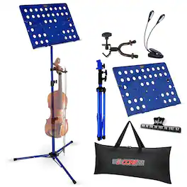 5 CORE - Music Stand Adjustable Desktop Book Stands Portable Sheet Holder All Metal Foldable Bookstand - Blue