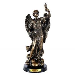 Pacific Trading - St. Uriel Archangel of Light and Wisdom Figurine 8 Inch Tall Wooden Base with Brass Name Plate - Bronze