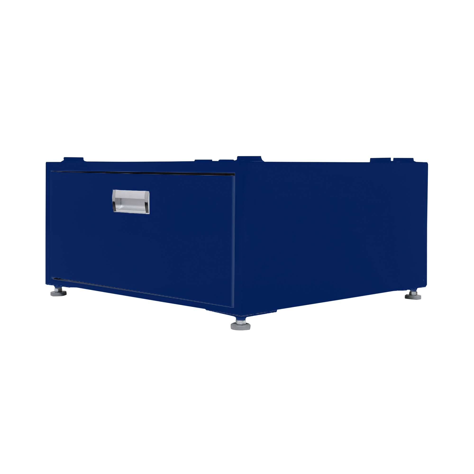Left. Equator - Equator 24in Laundry Pedestal 11in tall + Rollout Storage Drawer Adjustable feet - Blue.