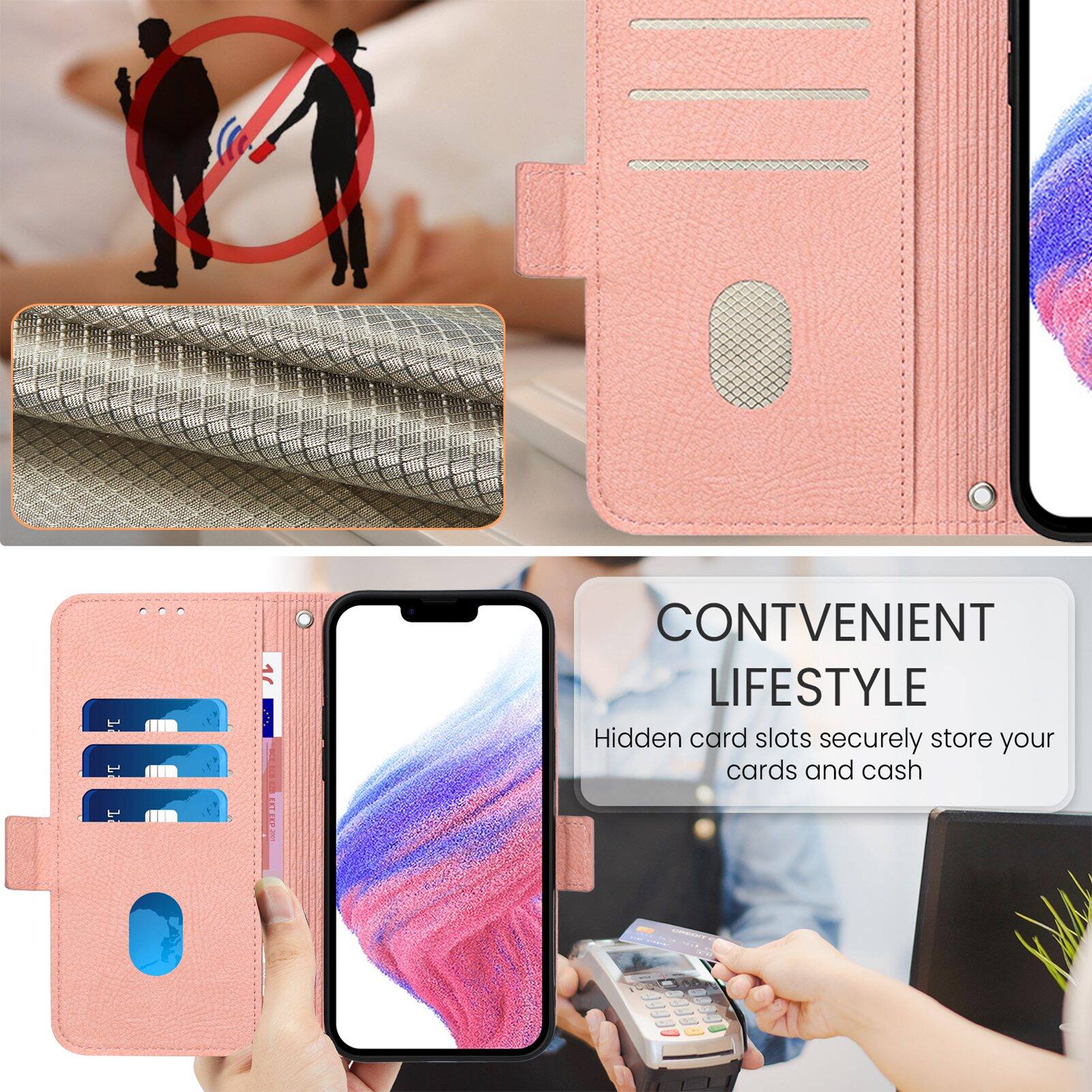 CONVENIENT LIFESTYLE  
Hidden card slots securely store your cards and cash