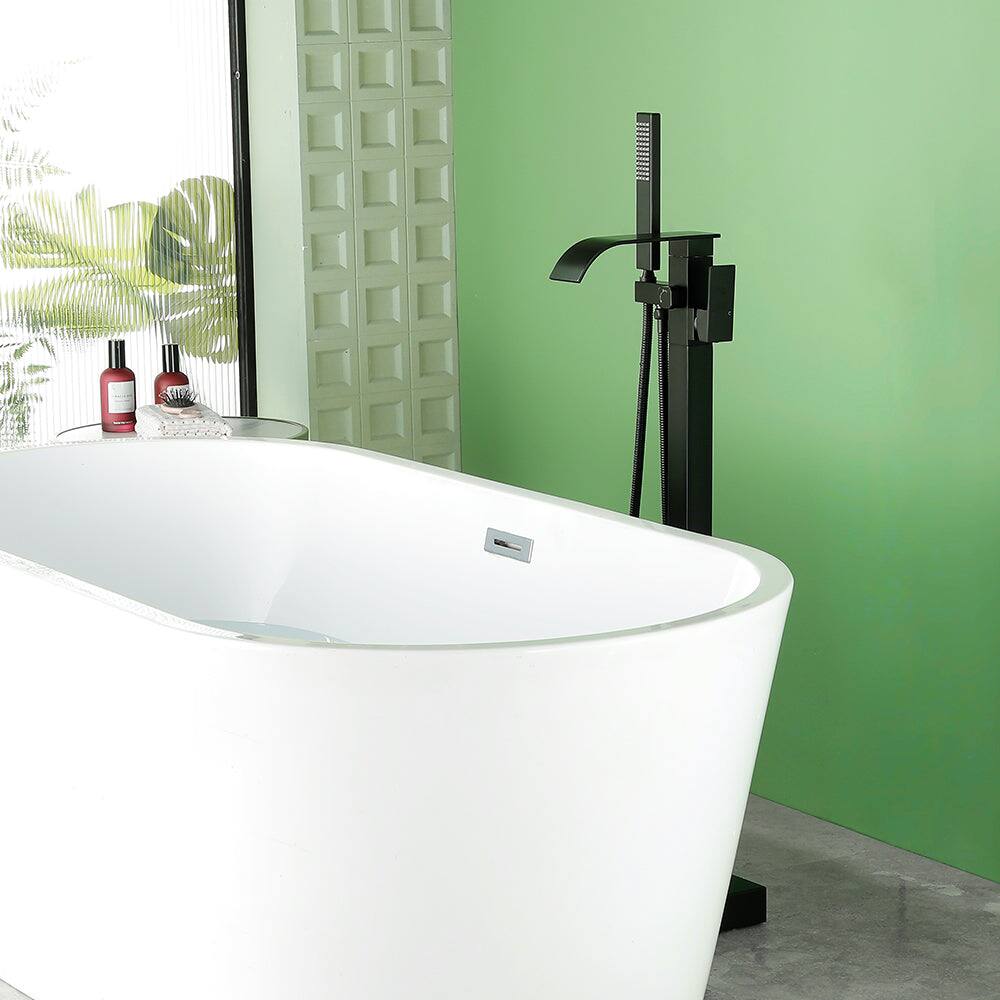 Alt View 1. Boyel Living - Black Bathtub Faucet Dual Function 360 Degrees Rotatable 1.5m SUS304 Hose Independent Handles - Matte Black.