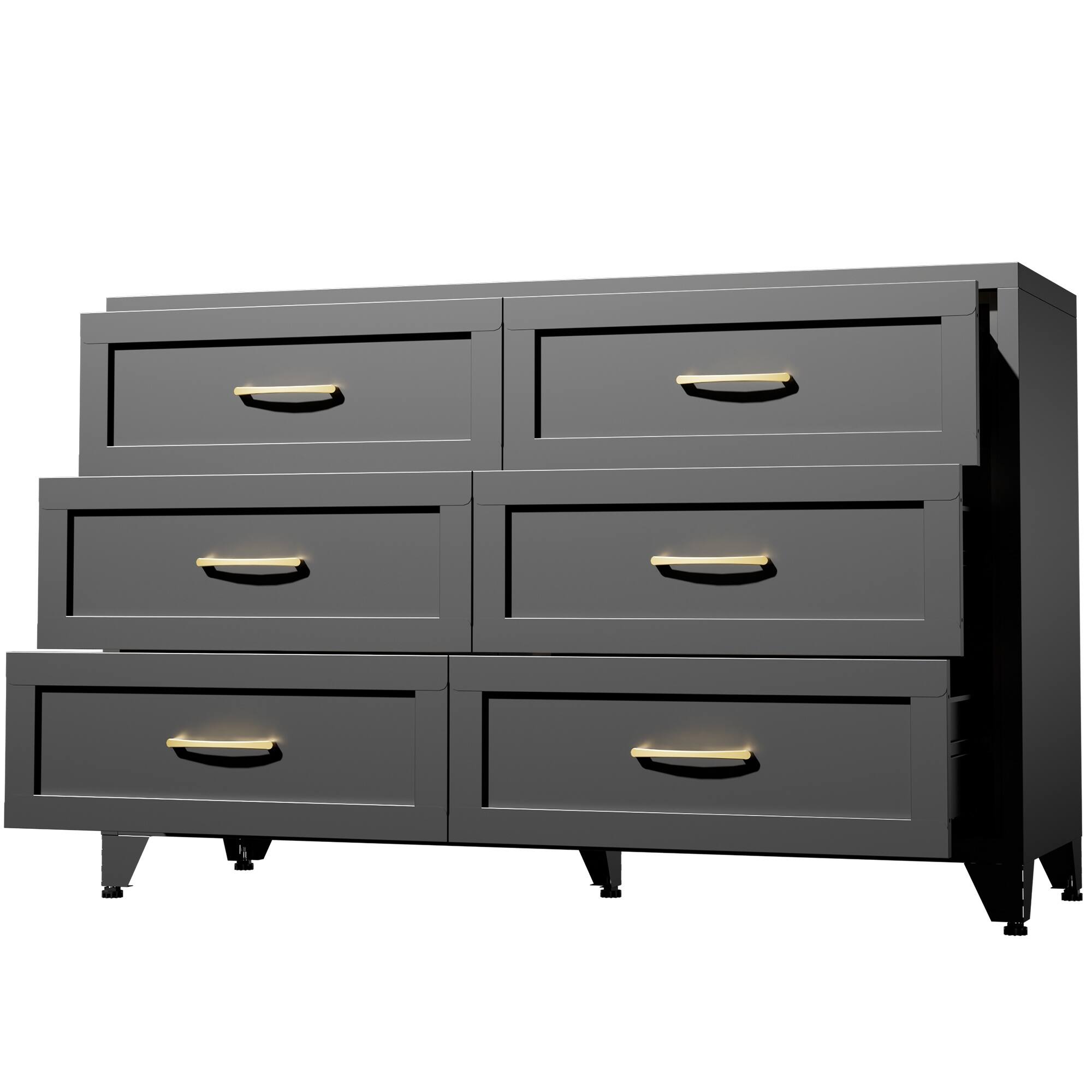 Alt View 6. Boyel Living - 6-Drawer Metal Dresser with Smooth-Glide Storage - Black.