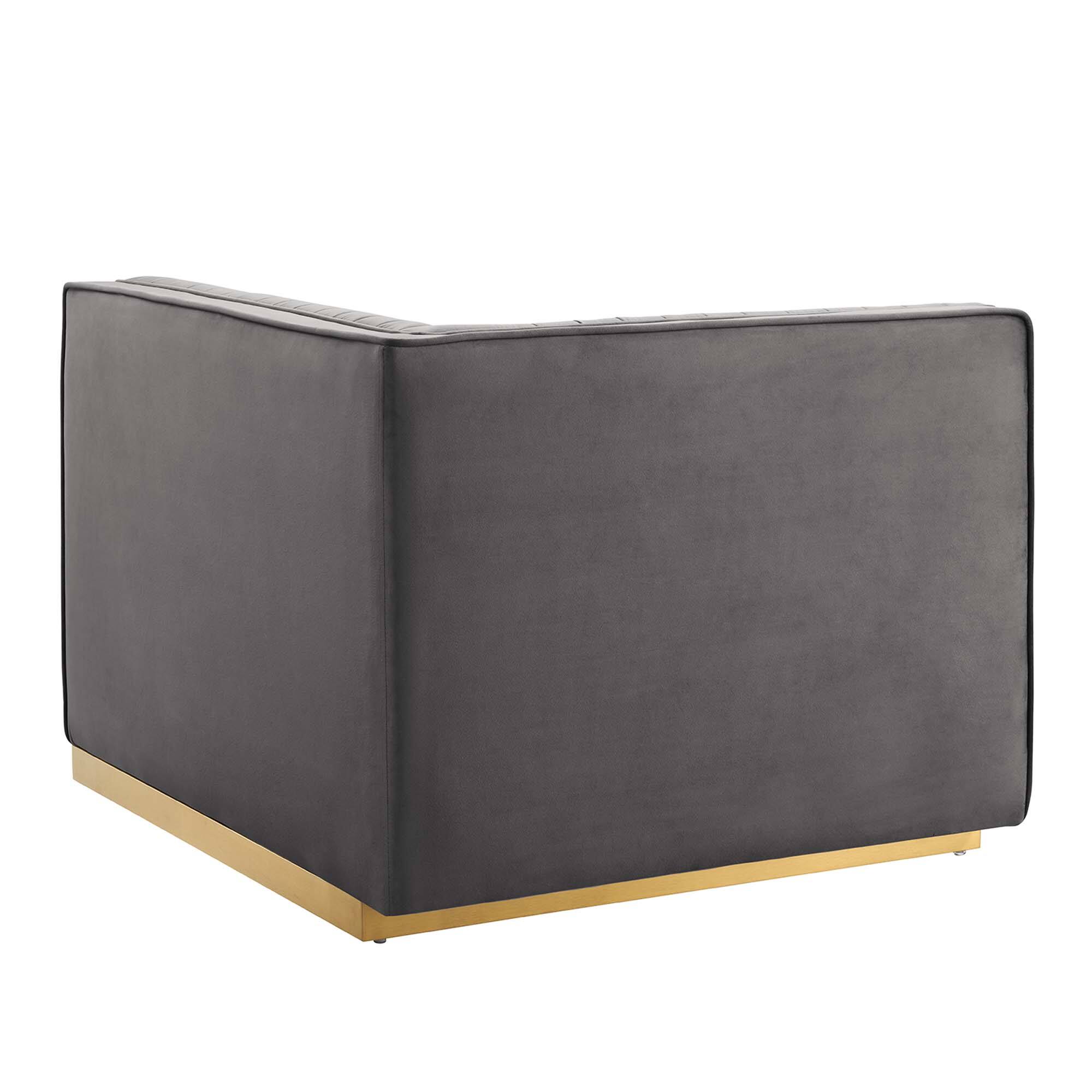 Alt View 4. Modway - Sanguine Channel Tufted Performance Velvet 4-Seat Modular Sectional Sofa by Modway - Gray.