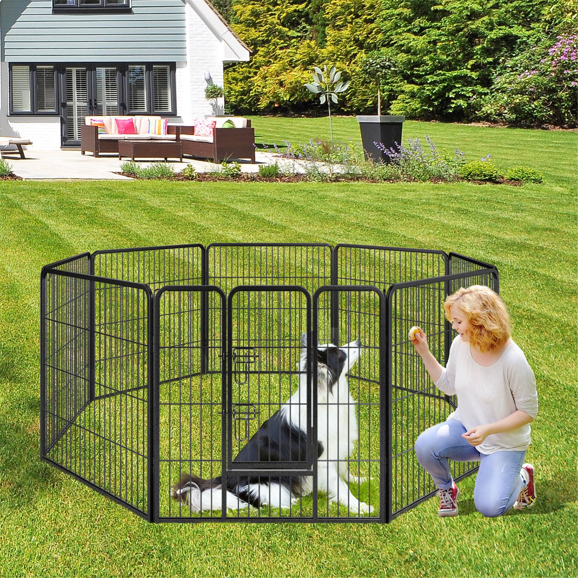 Alt View 4. Gymax - Gymax Dog Playpen Indoor Outdoor 8 Panel 32'' Height Pet Fence for Puppy w/ Door.