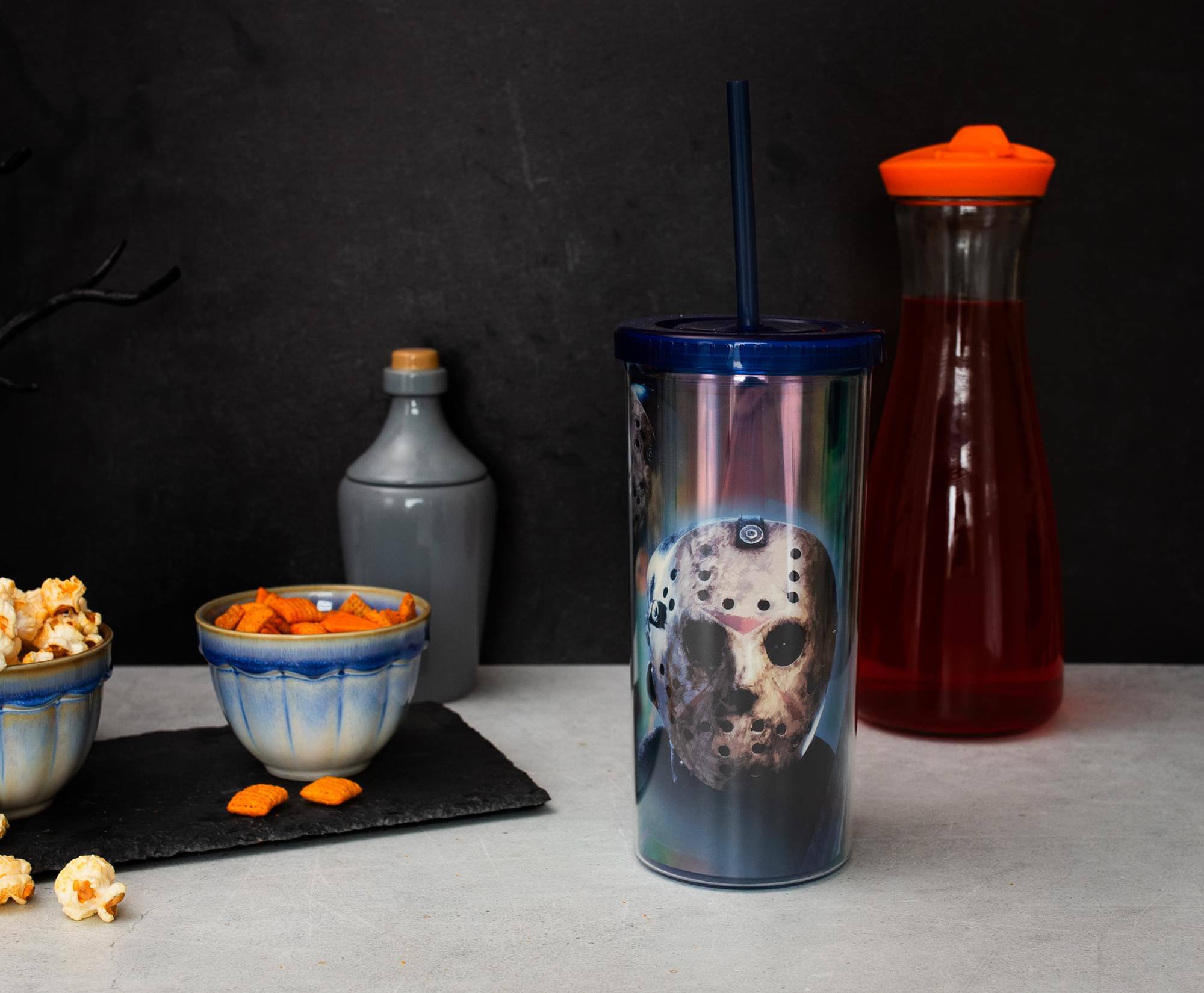 Alt View 3. Silver Buffalo - Friday The 13th Jason Carnival Cup With Lid and Straw | Holds 20 Ounces - Blue.