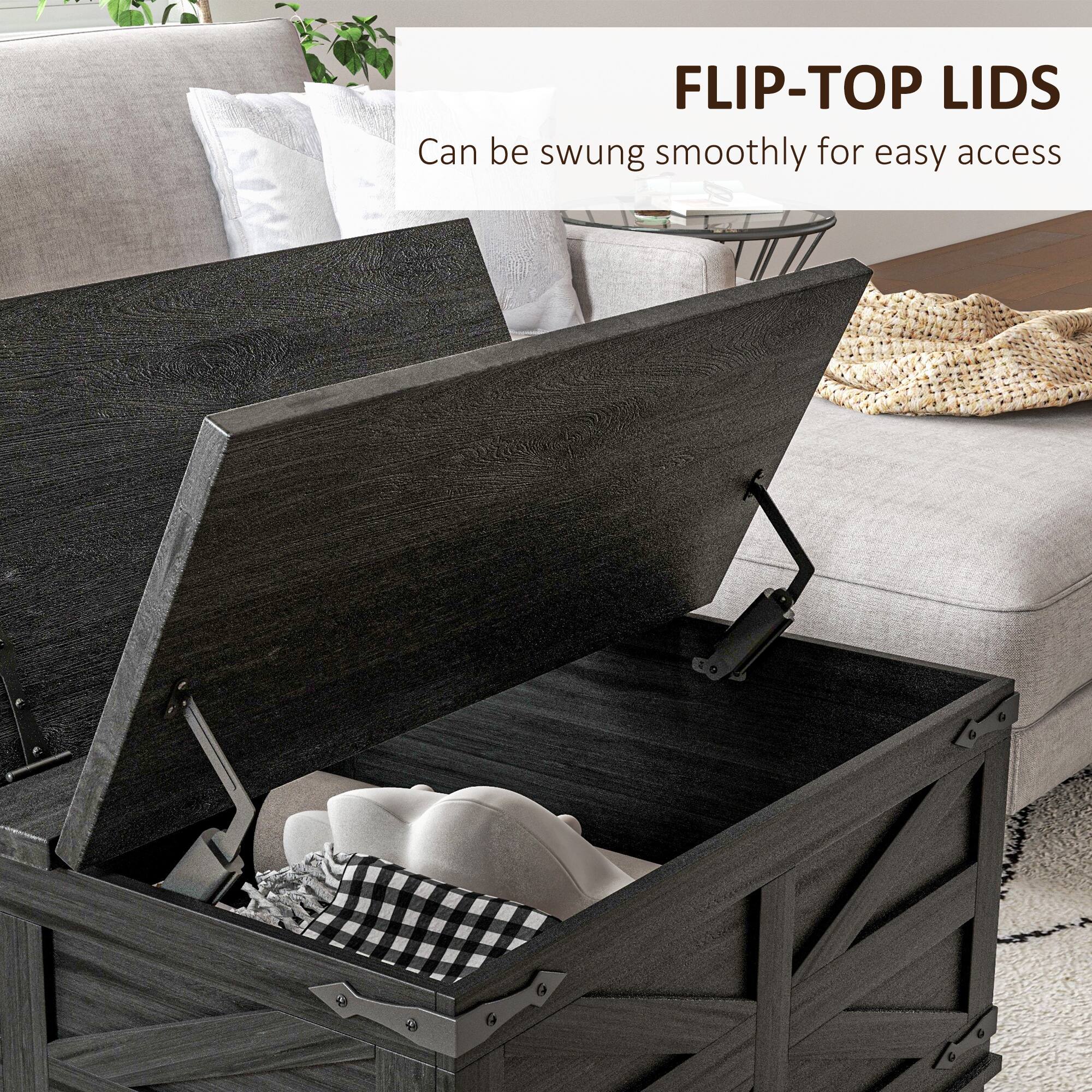 FLIP-TOP LIDS
Can be swung smoothly for easy access