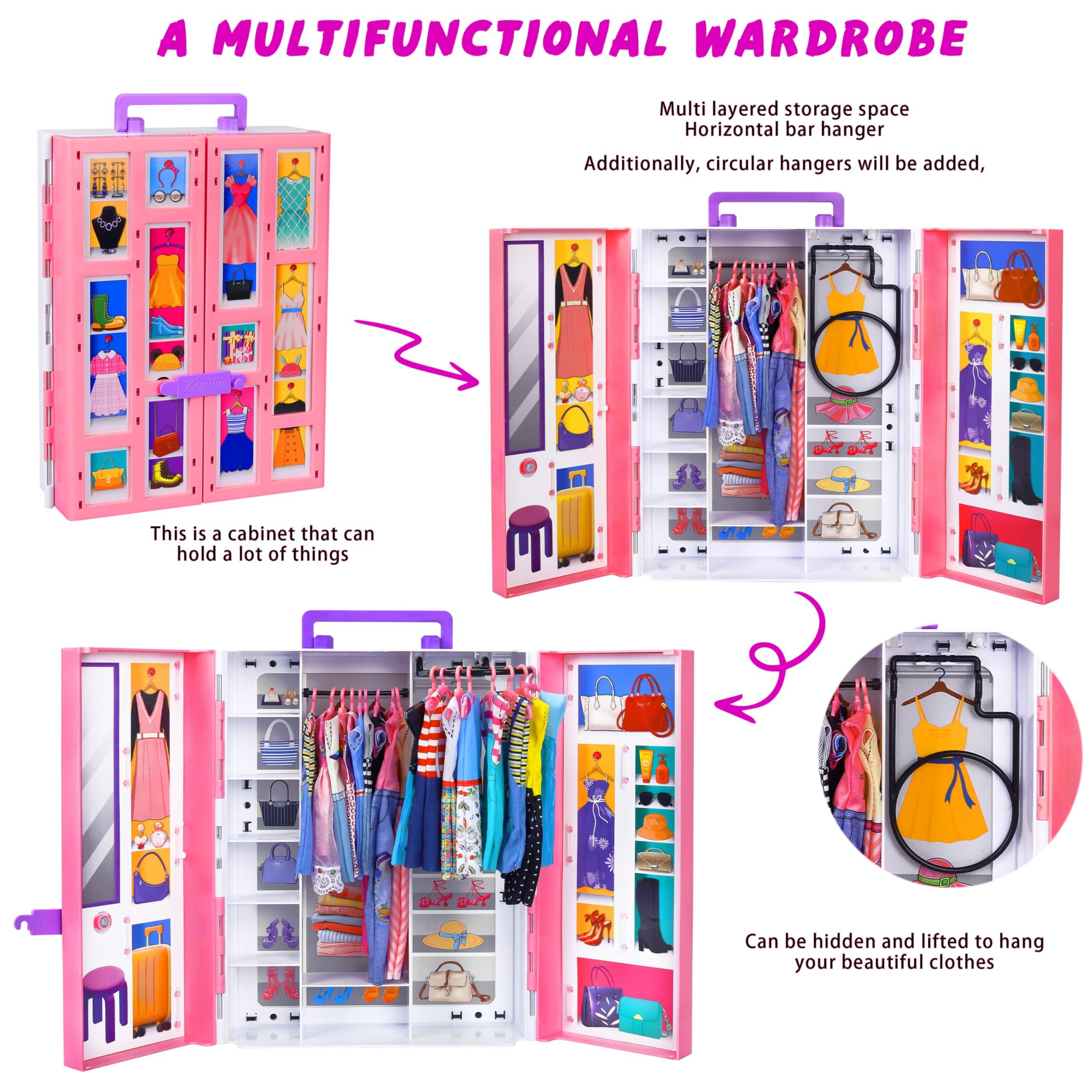A MULTIFUNCTIONAL WARDROBE

Multi layered storage space  
Horizontal bar hanger  
Additionally, circular hangers will be added,  

This is a cabinet that can hold a lot of things  

Can be hidden and lifted to hang your beautiful clothes