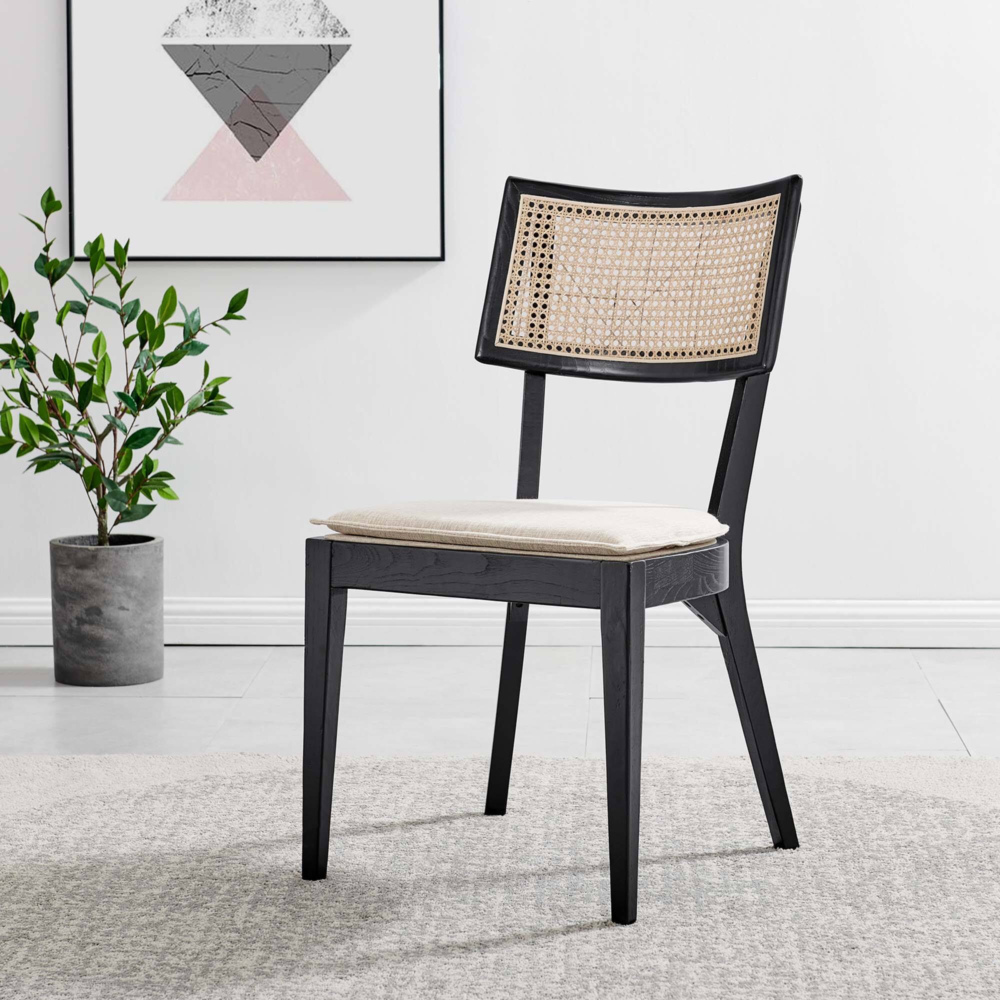 Alt View 5. Modway - Caledonia Fabric Upholstered Wood Dining Chair Set of 2 by Modway - Brown.