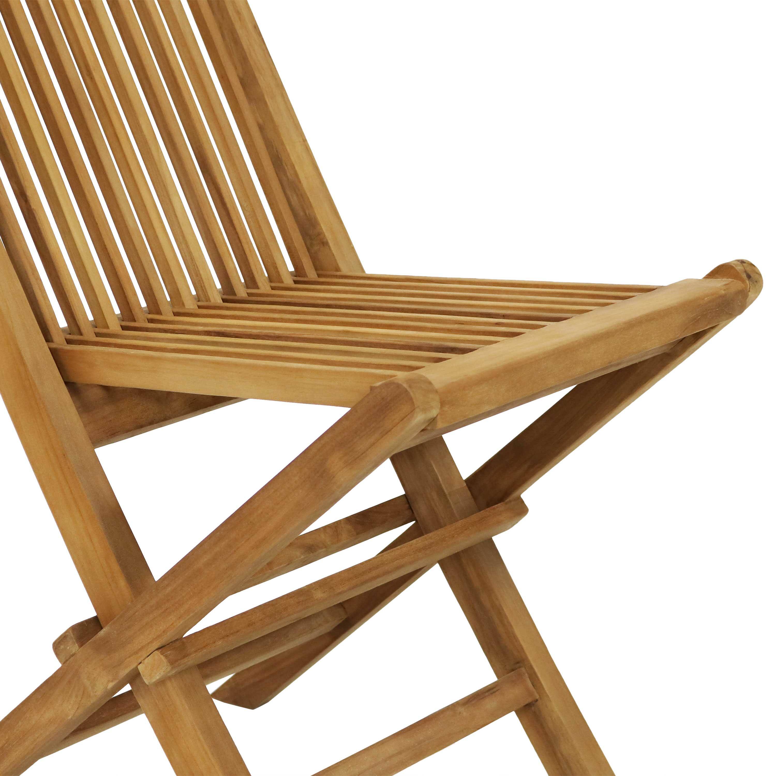 Alt View 5. Sunnydaze - Hyannis Solid Teak Wood Folding Slat-Back Patio Chair - Set of 2 - Light Brown.