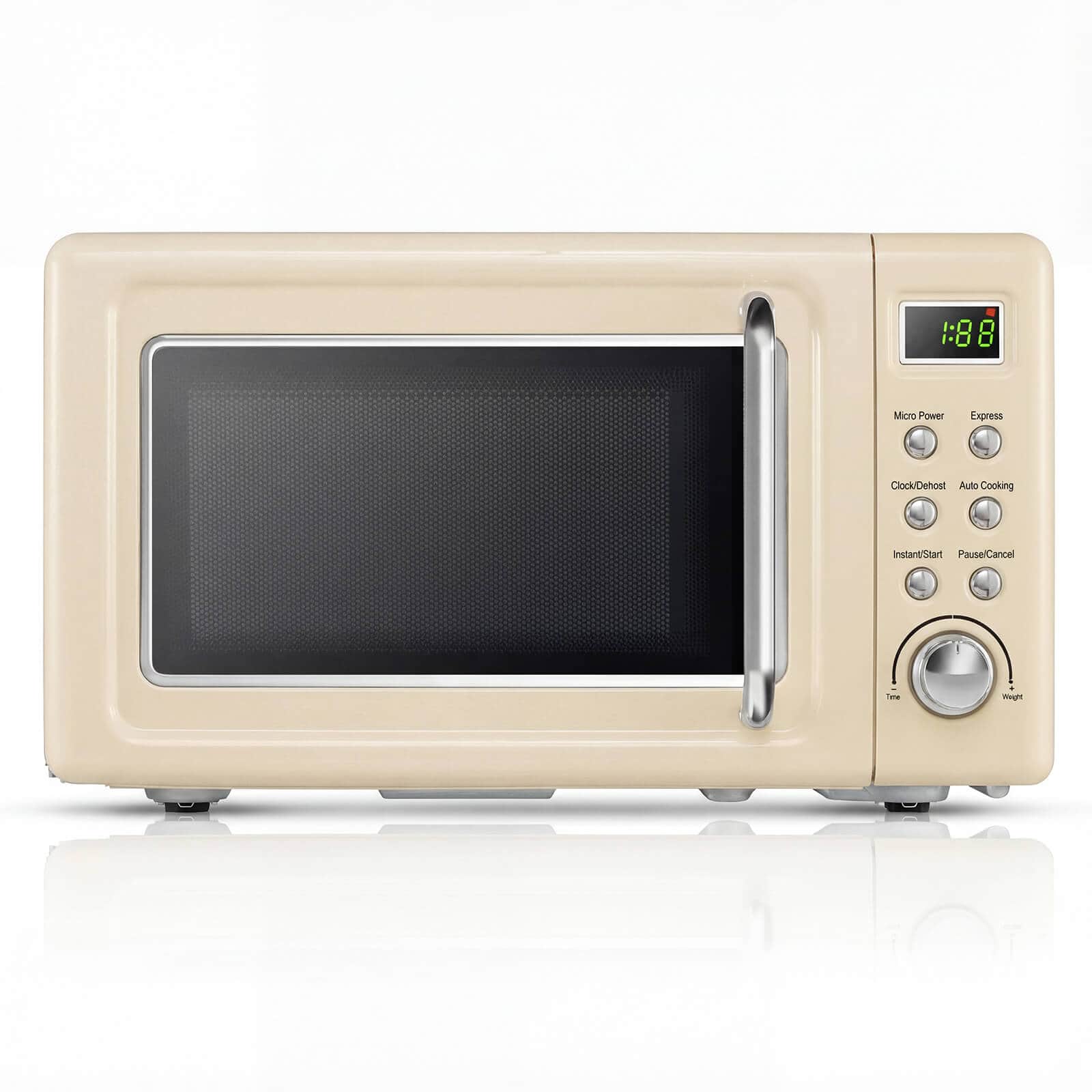 Costway - 0.7 Cu.ft Retro Countertop Microwave Oven 700W LED Display Glass Turntable - Off-White
