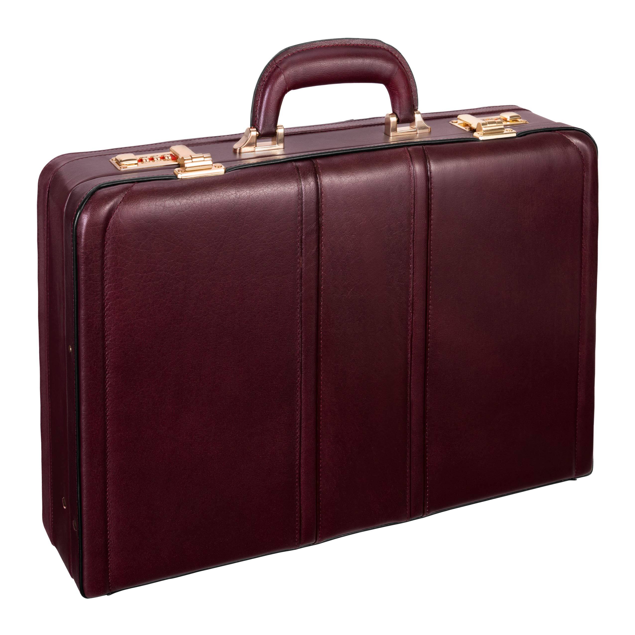 Alt View 5. McKleinUSA - Expandable Leather Laptop Briefcase 4.5" Slim Business Attache Bag Laptop Compartment Tablet Pocket Combination Lock - Burgundy.