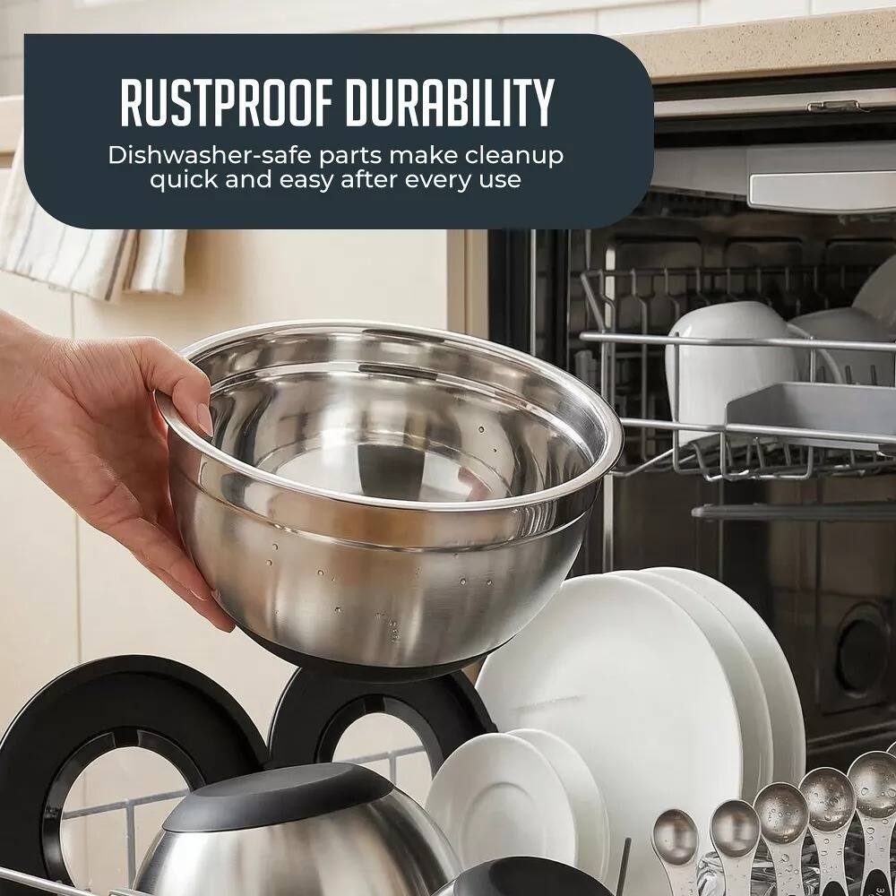 RUSTPROOF DURABILITY  
Dishwasher-safe parts make cleanup quick and easy after every use