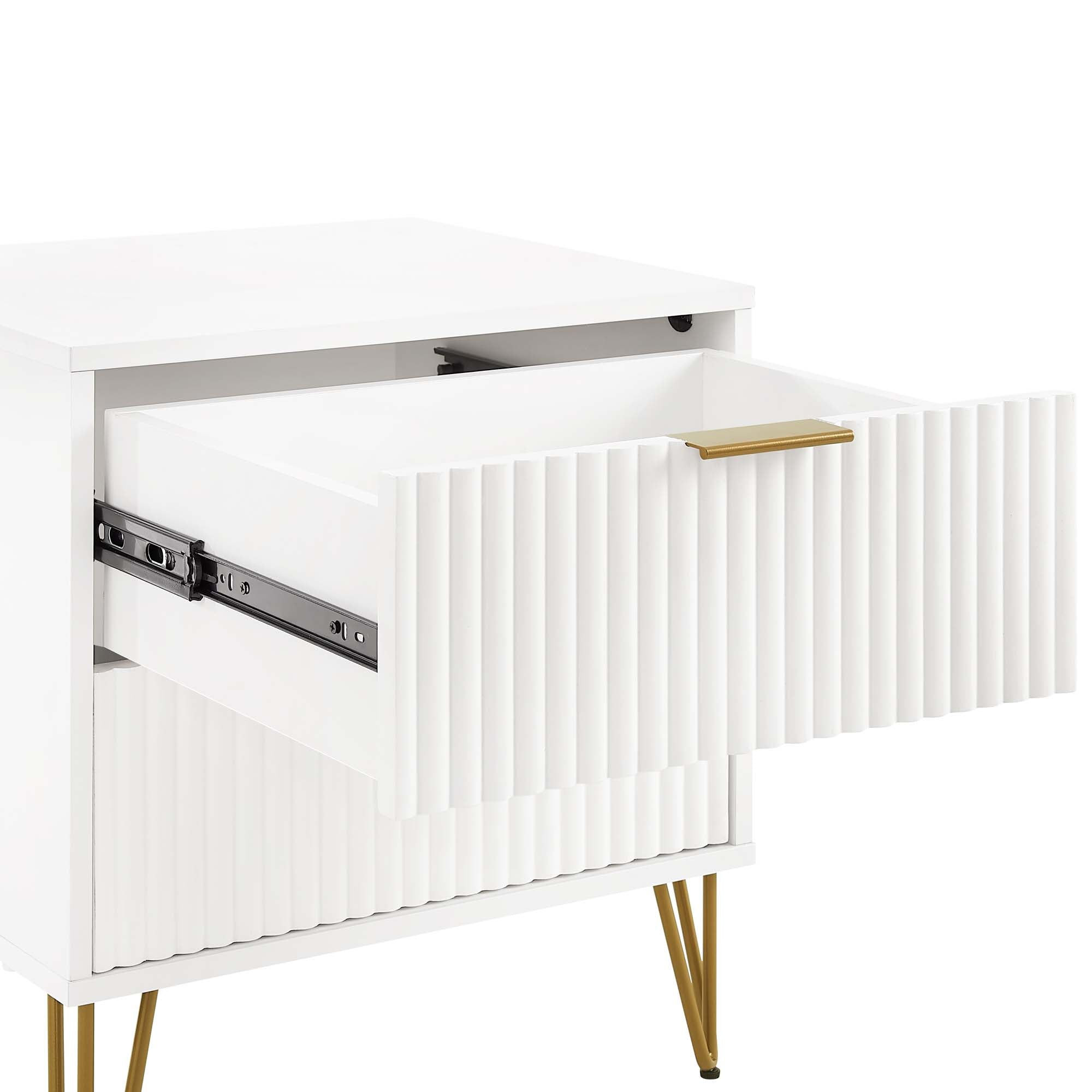 Alt View 1. Manhattan Comfort - Dumbo Modern 20" Fluted Nightstand - White.