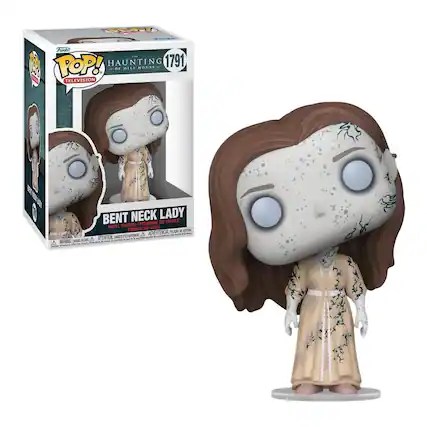 Sure, here is the corrected and grouped text from the image:
---
**Funko POP!**
**TELEVISION**
**THE HAUNTING OF HILL HOUSE**
**1791**
**BENT NECK LADY**
**ATTENTION**
**ADVERTENCIA**
**AVERTISSEMENT**
**ADVERTENCIA**
**WARNING**
**CHOKING HAZARD**
**SMALL PARTS**
**NOT FOR CHILDREN UNDER 3 YEARS**
---
This text is taken from the packaging and the figure itself.