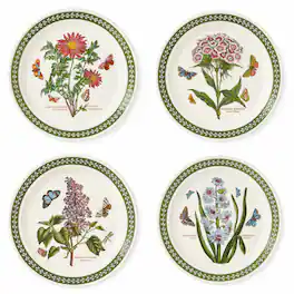 Portmeirion - Botanic Garden Etchings 8" Plate - Set of 4 - Multicolored