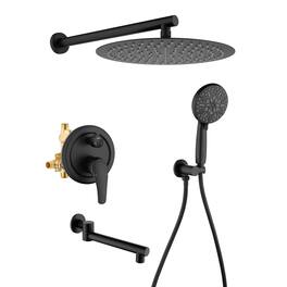 Boyel Living - Matte 12-Inch Rain Shower System Brass SUS304 3-Function Valve 7-Function Handheld 180° Spout cUPC - Black
