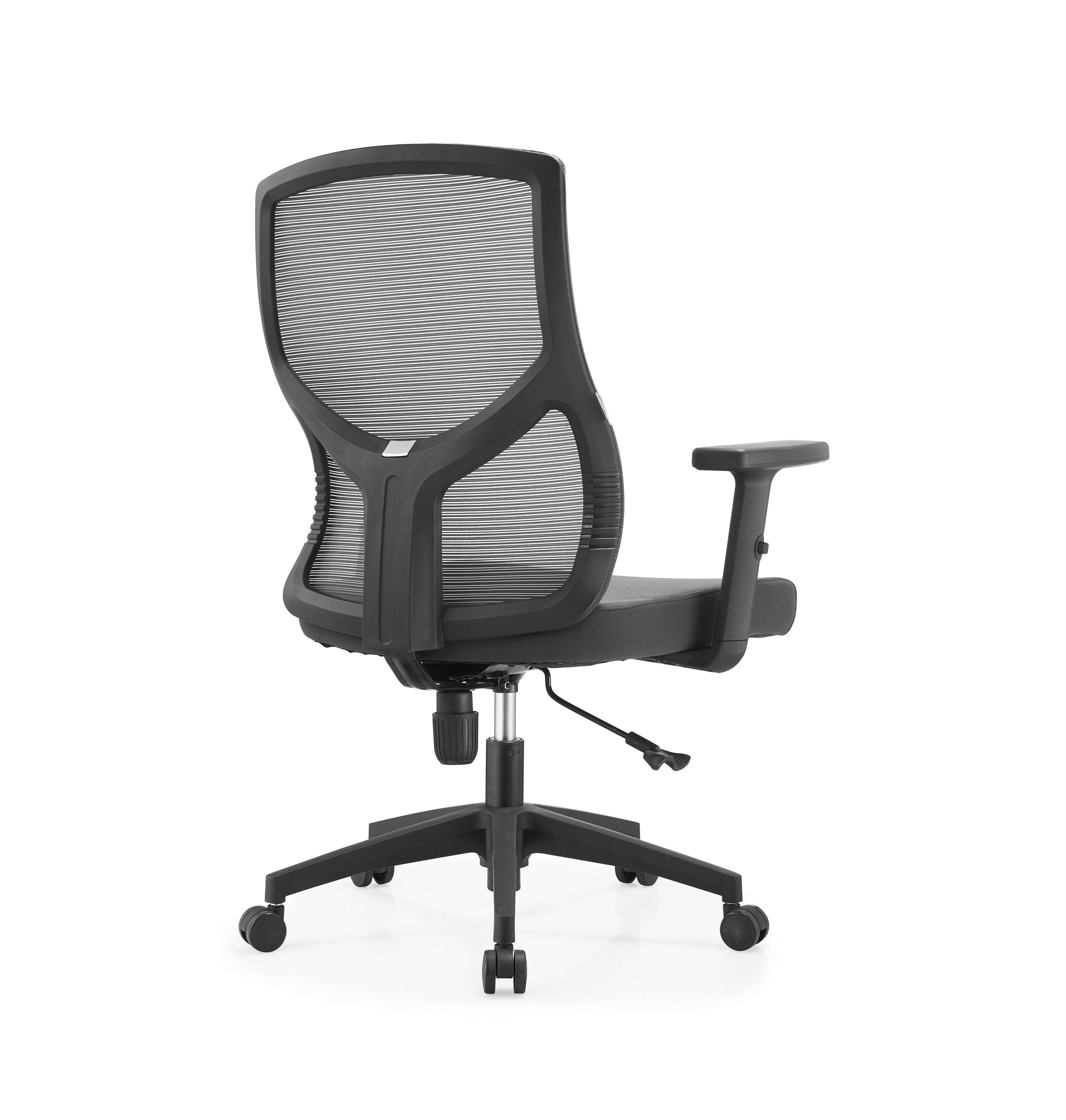 Alt View 4. LeisureMod - Glen Office Chair Upholstered Cotton Mid-Back Mesh Computer Chair with Adjustable Height, Swivel and Tilt - Grey.