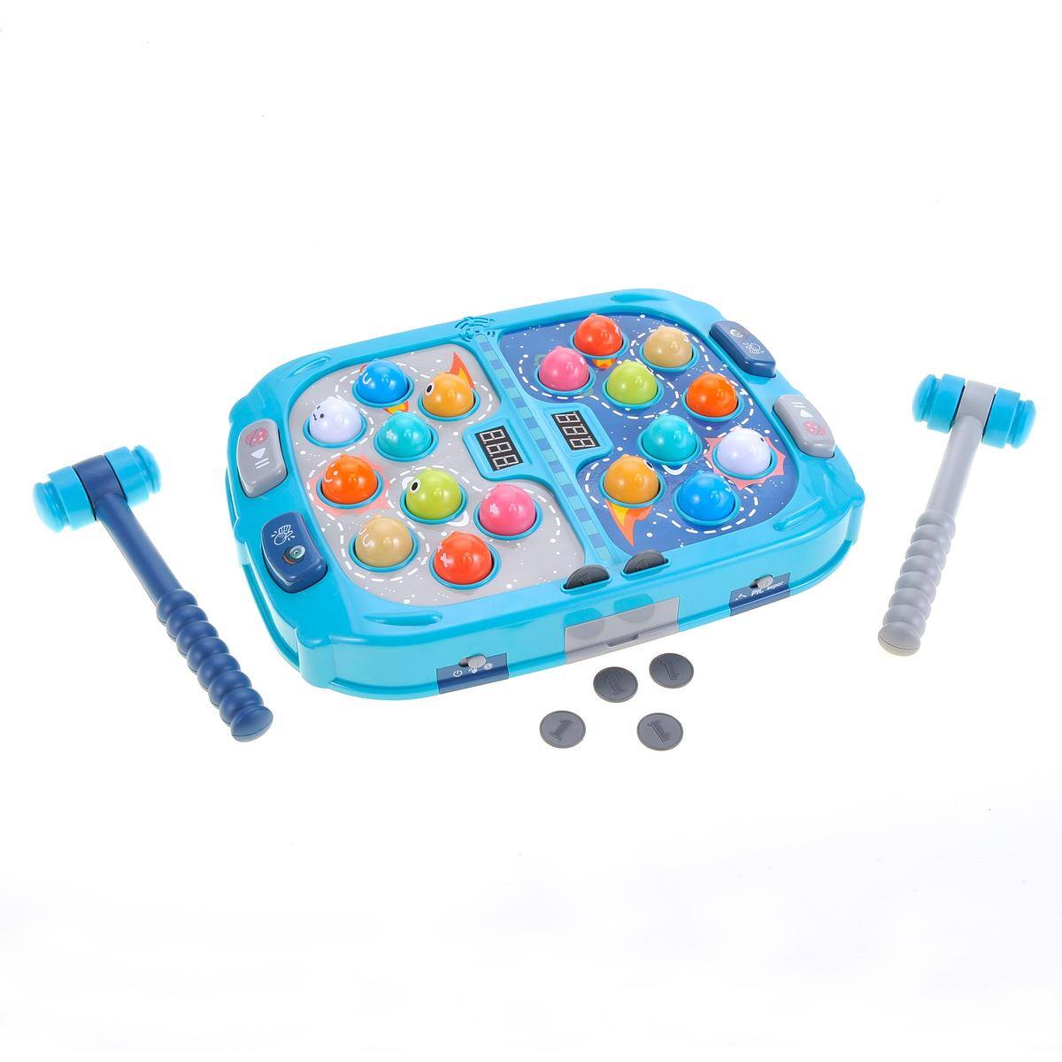 Alt View 1. JuzToys - 2 Players Whack A Mole Game – 3 Modes Hammering Pounding Toy with Light & Sound Effects, Educational Toy for Kids – Blue - Blue.