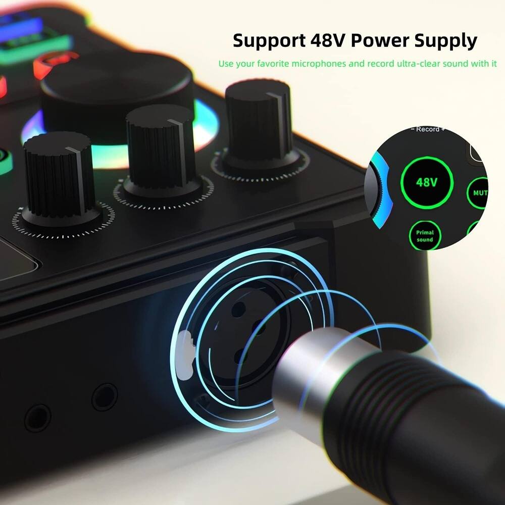 Support 48V Power Supply  
Use your favorite microphones and record ultra-clear sound with it
