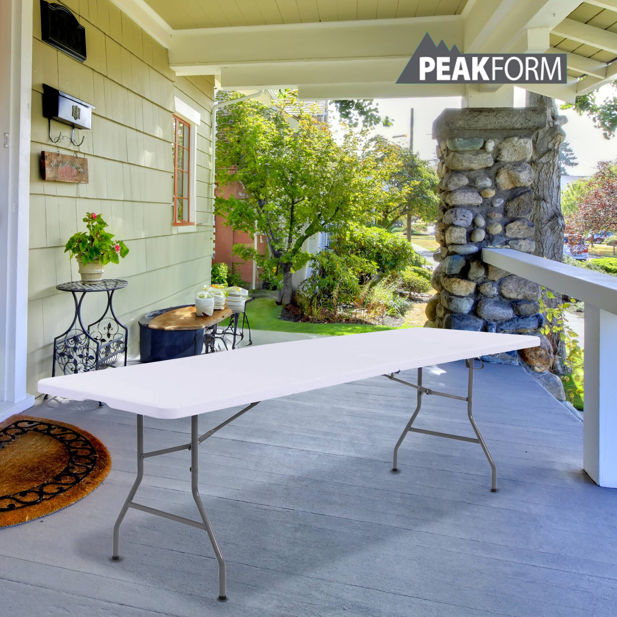 Alt View 1. Peakform - Peakform Compact Fold In Half Banquet Table for Indoor Outdoor Use, 8 Ft, White - White.