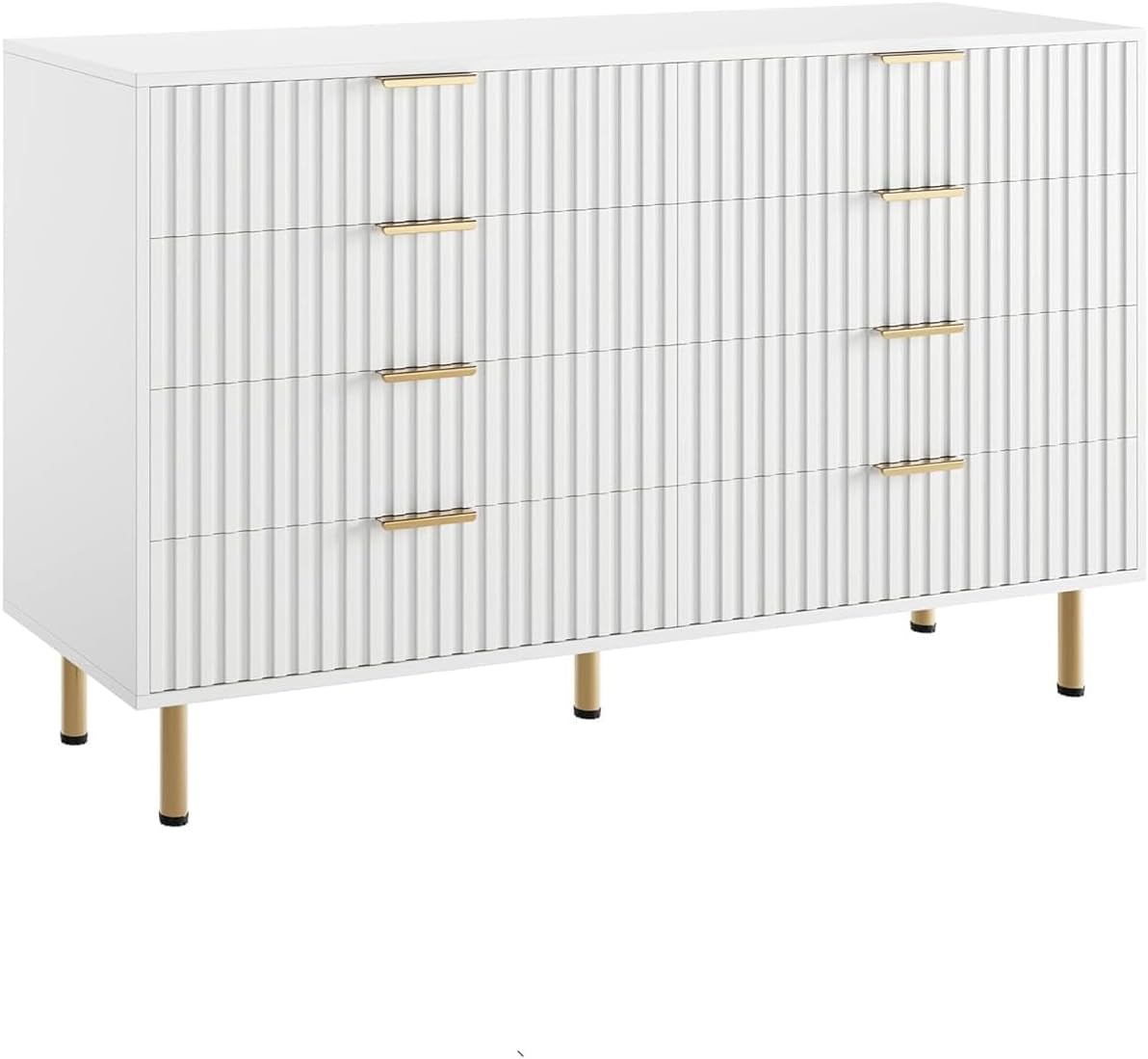Alt View 4. GARVEE - 8 Drawer TV Stand Dresser, White Modern Storage Cabinet with Wide Top and Deep Drawers for Living Room, Bedroom - ‎White.