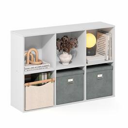 Furinno - LUDER Book Shelf, Bookcase with Open Shelves, 6-Cube Bookshelf, 9.5 x 24.6 x 35.4 - White