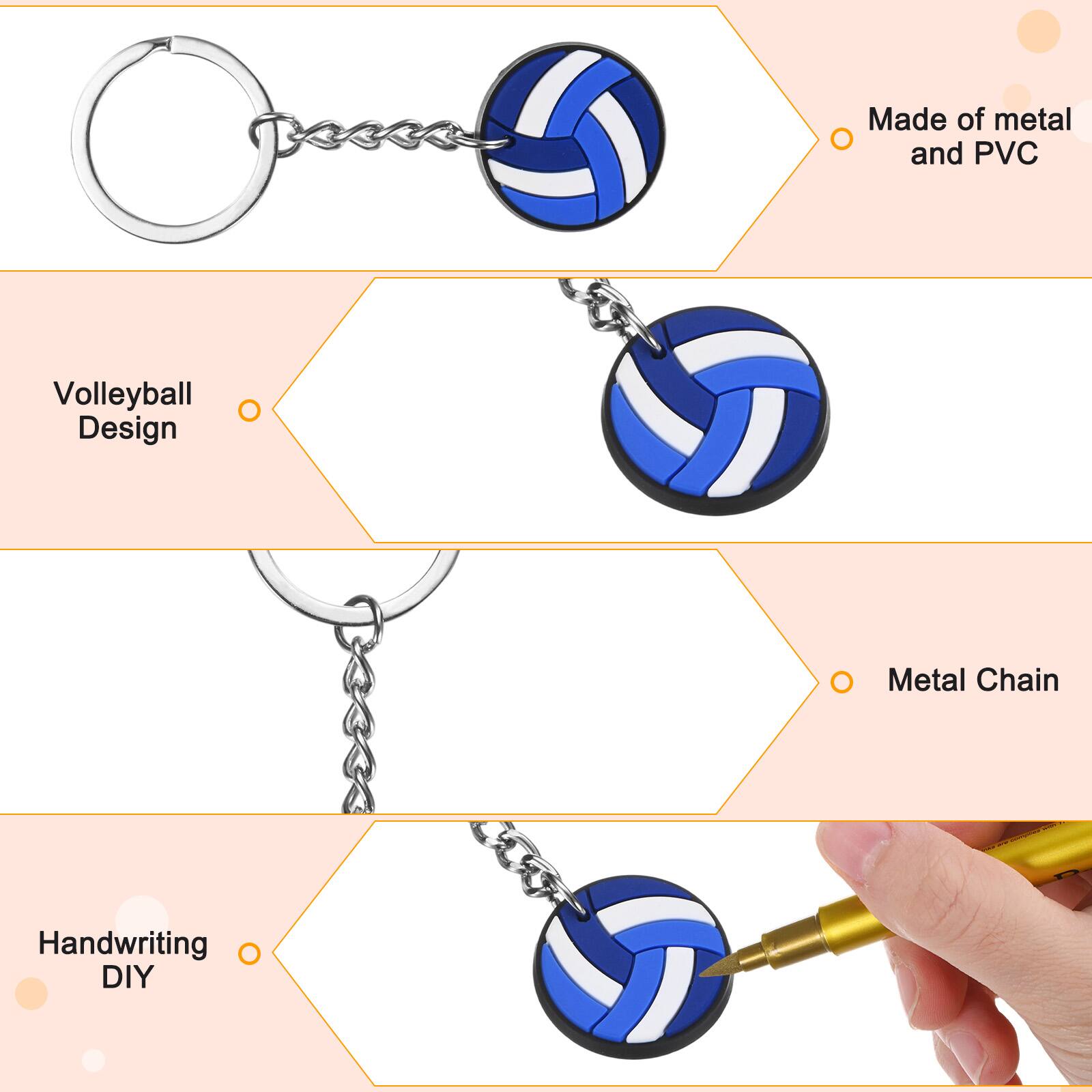 Made of metal and PVC  
Volleyball Design  
Metal Chain  
Handwriting DIY