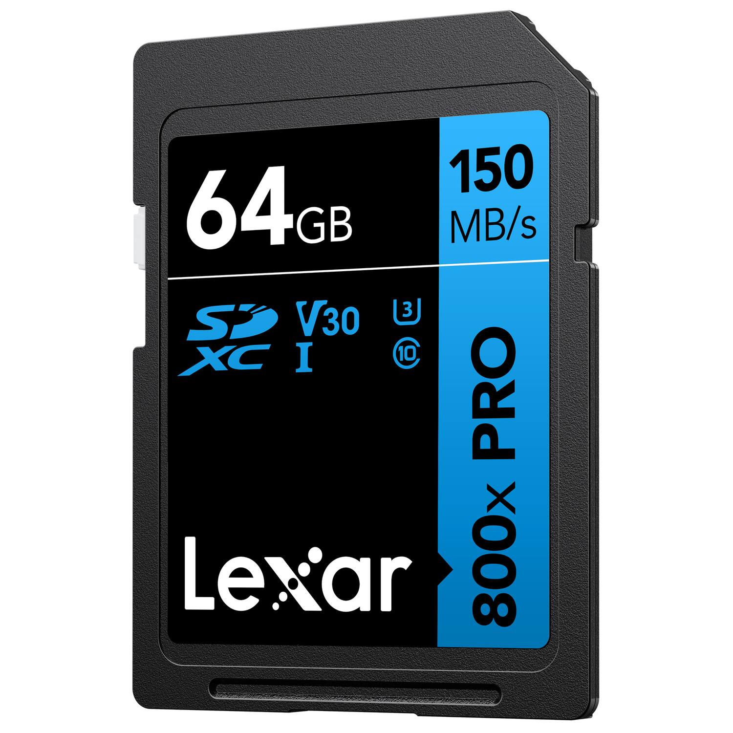 64GB  
150 MB/s  
V30  
XC I  
800x PRO  
Lexar