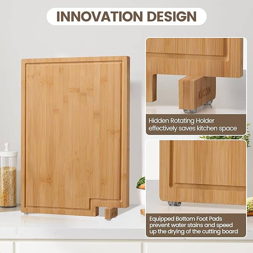 INNOVATION DESIGN

Hidden Rotating Holder effectively saves kitchen space

Equipped Bottom Foot Pads prevent water stains and speed up the drying of the cutting board