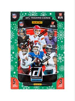 Panini - 2025 Donruss Football Winter Holiday Tin Trading Card Box (3 Exclusive Press Proof Purple Cards Per Tin)