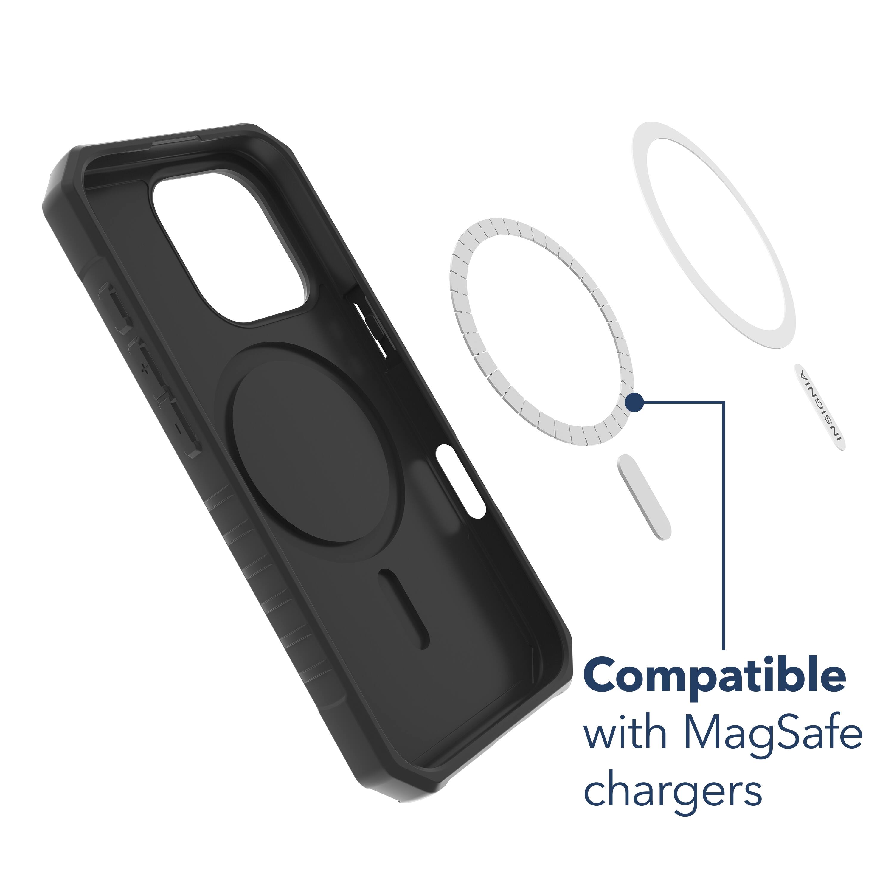 The text on the image reads "COMPATIBLE WITH MAGSAFE CHARGERS."