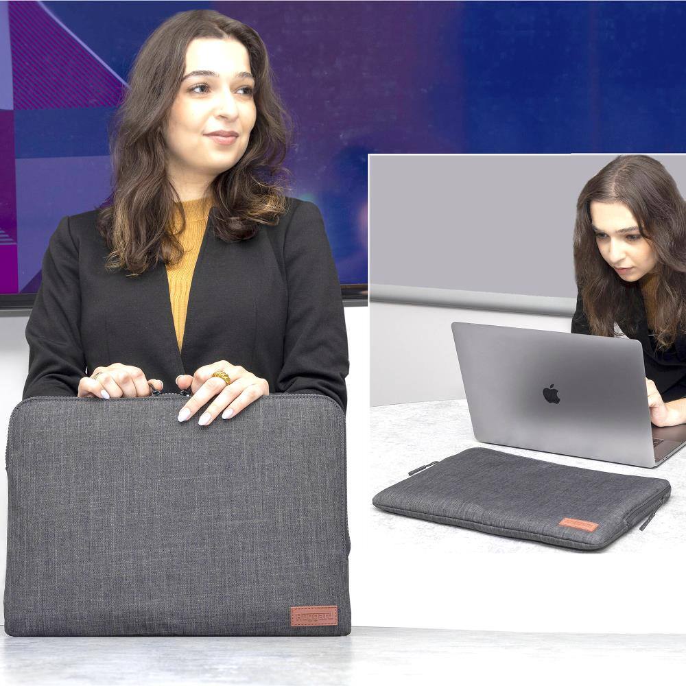 Alt View 7. Ruggard - 15" MacBook Air Laptop Sleeve, Fits Most 15" Laptops, Padded Interior, Water-Resistant Nylon, Easy-Grip Zipper Pulls - Grey.