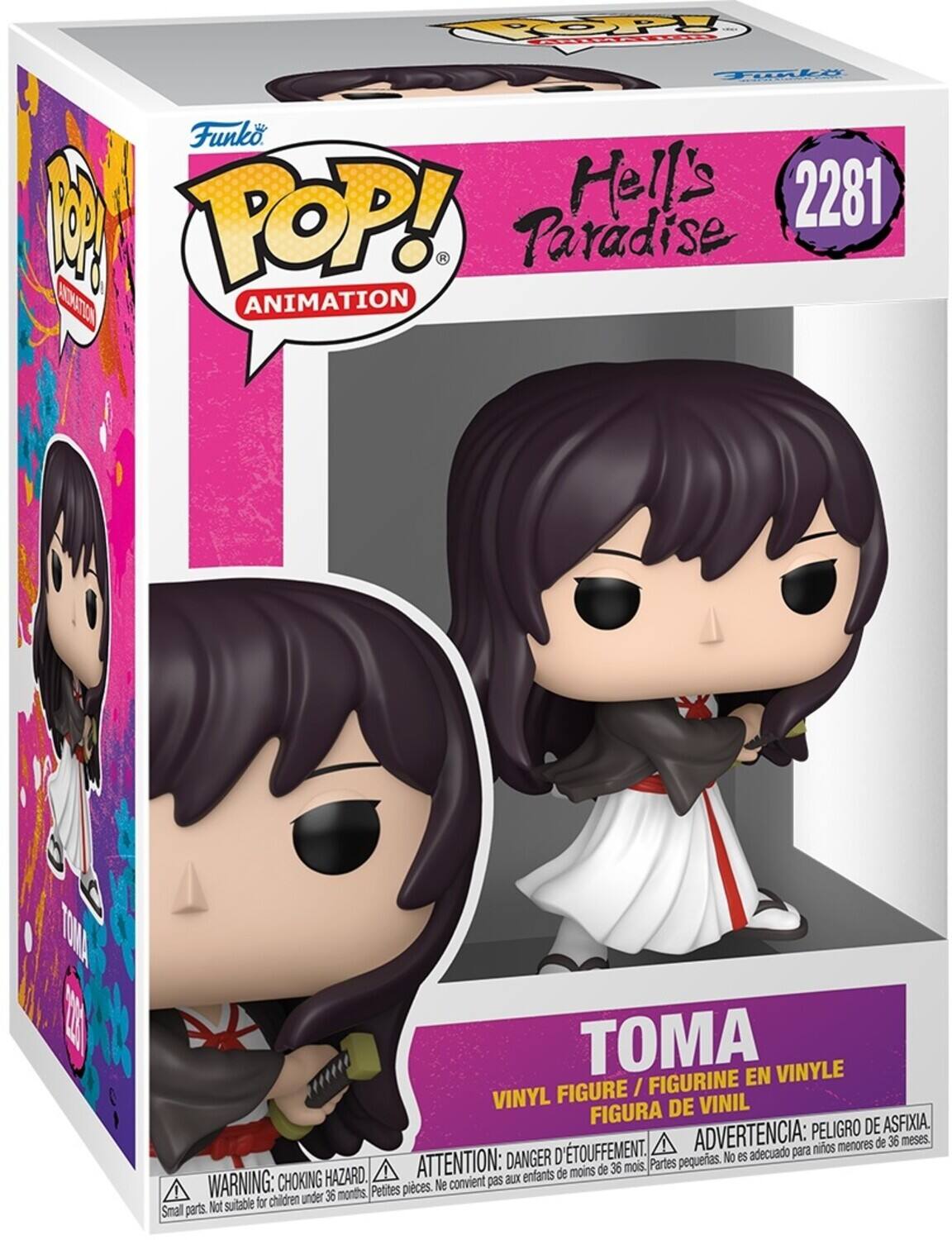 TOP EL Tuale Vs Funko Hells Paradise 2281 1 POP! Animation TOMA Vinyl Figure / Figurine en Vinyle / Figura de Vinil. Advertencia: Peligro de Asfixia, Attention: Danger d'Étouffement, Warning: Choking Hazard. No es para niños menores de 36 meses. Ne convient pas aux enfants de moins de 36 mois. Not suitable for children under 36 months.