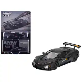 True Scale Miniatures - Chevrolet Corvette Z06 GT3.R "Road America Test Car" Black with Graphics Limited Edition 1/64 Model Car by Mini GT