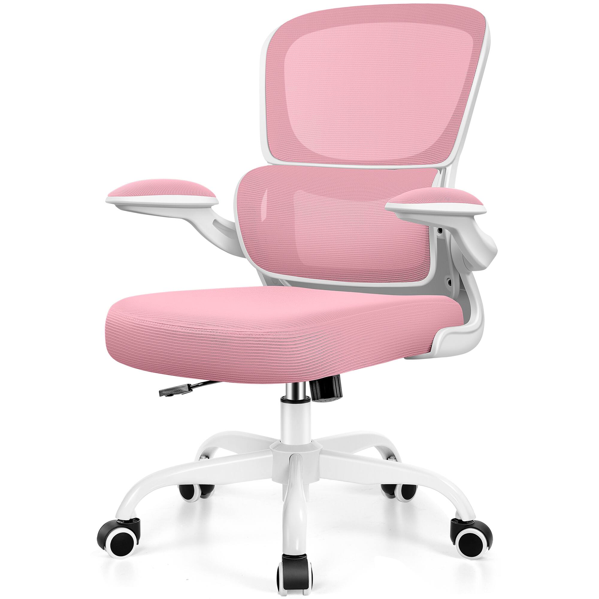 Alt View 4. KERDOM - Ergonomic Office Chair with Flip-up Arms, Breathable Mesh High Back Home Computer Chair with Lumbar Support, Desk Chair - Pink.