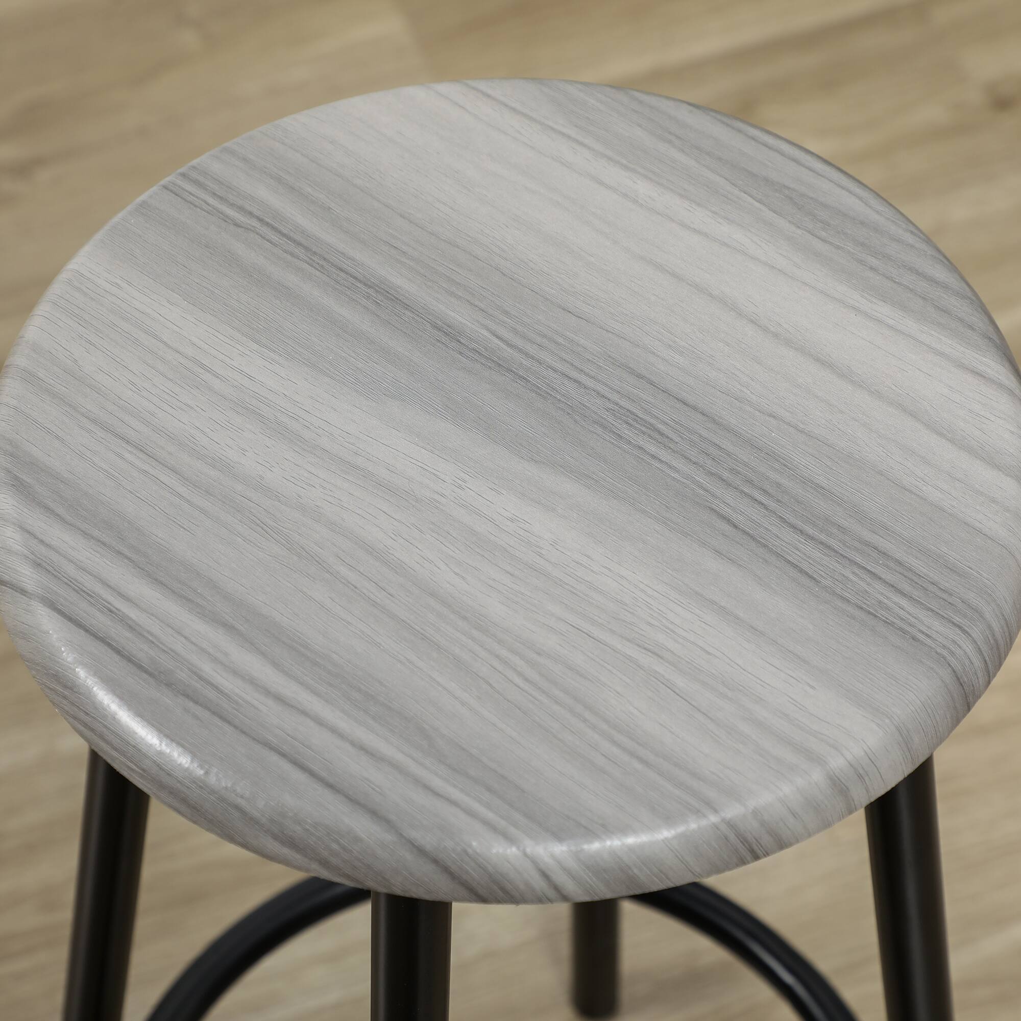 Alt View 7. Homcom - 5-Piece Counter Height Bar Table Set, Rustic 43.25" Dining Table with 4 Bar Stools, Dining Room - Gray.