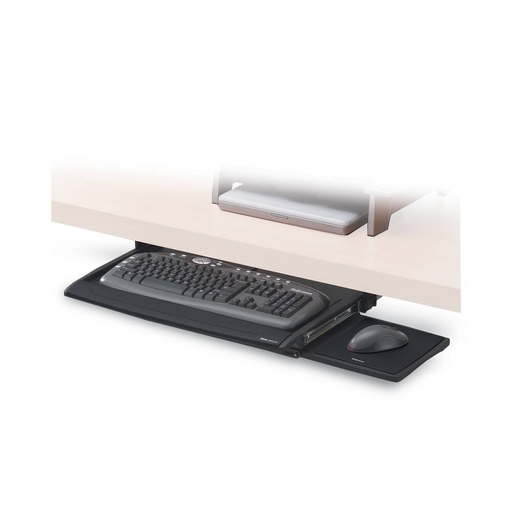 Left. Fellowes - 8031207 20.5 in. x 11.13 in. Deluxe Keyboard Drawer - Black.