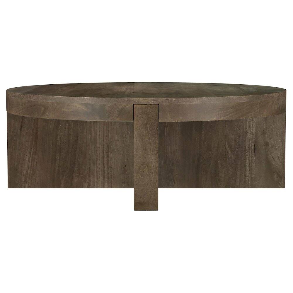 Front. Coaster Co. of America - Kinkaid Round Solid Mango Wood Coffee Table Brown - Brown.