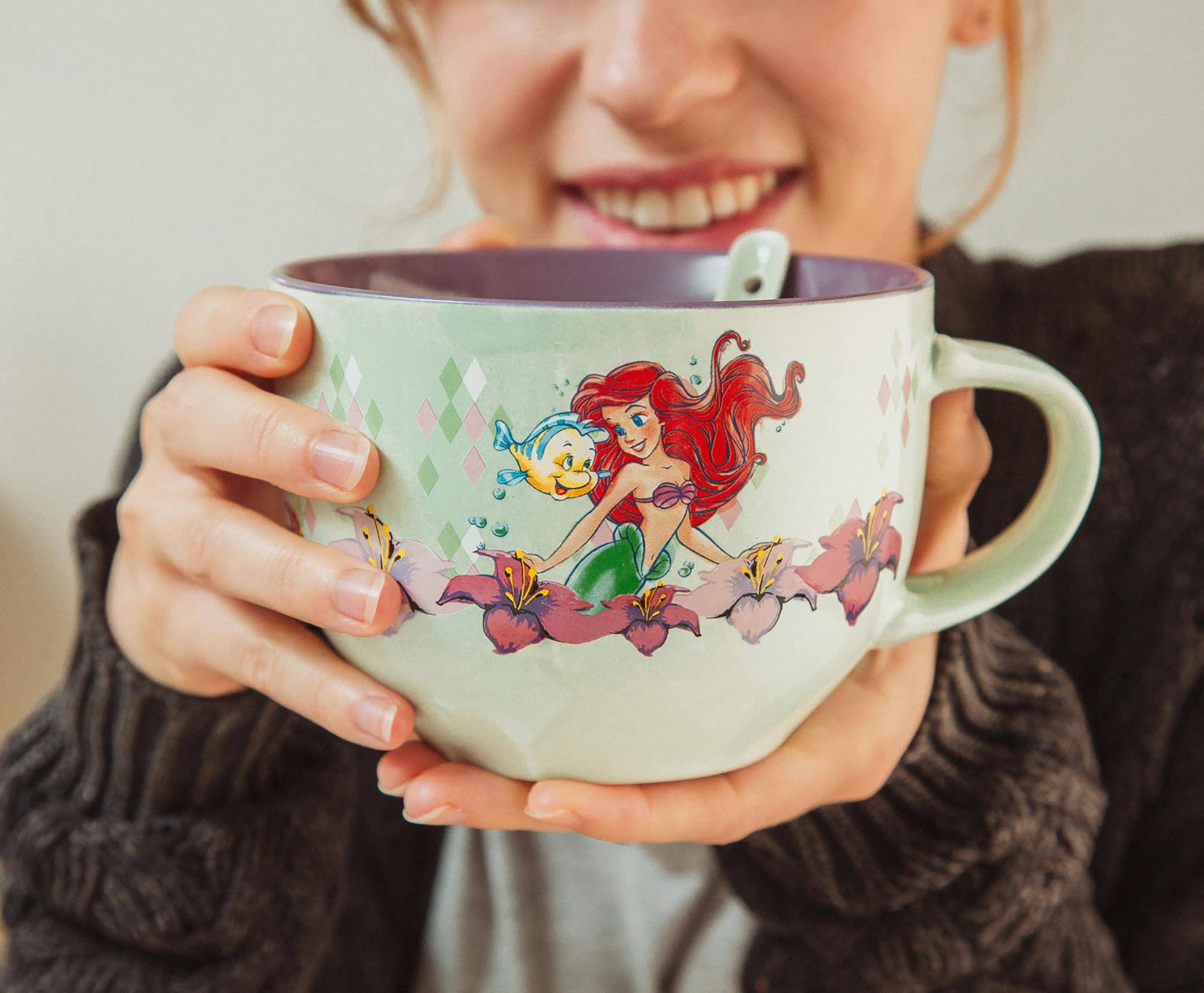 Alt View 5. Silver Buffalo - Disney The Little Mermaid Ariel Ceramic Soup Mug With Spoon | Holds 24 Ounces - Blue.
