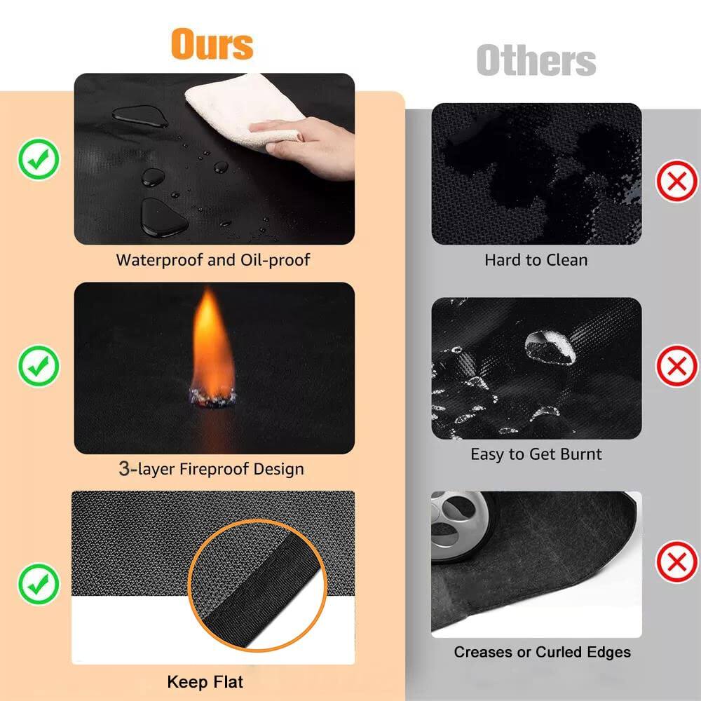 **Ours**

- Waterproof and Oil-proof
- 3-layer Fireproof Design
- Keep Flat

**Others**

- Hard to Clean
- Easy to Get Burnt
- Creases or Curled Edges